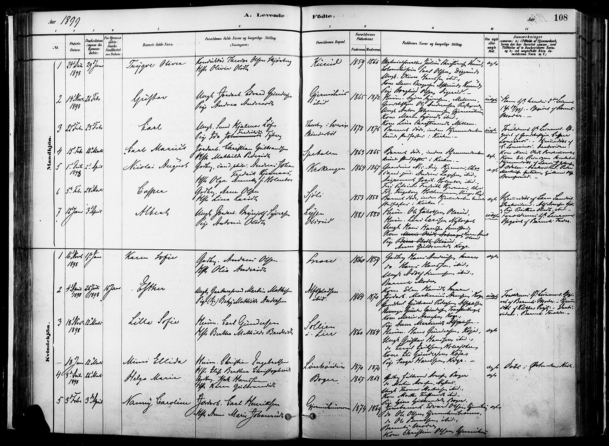 Vinger prestekontor, SAH/PREST-024/H/Ha/Haa/L0014: Parish register (official) no. 14, 1881-1900, p. 108