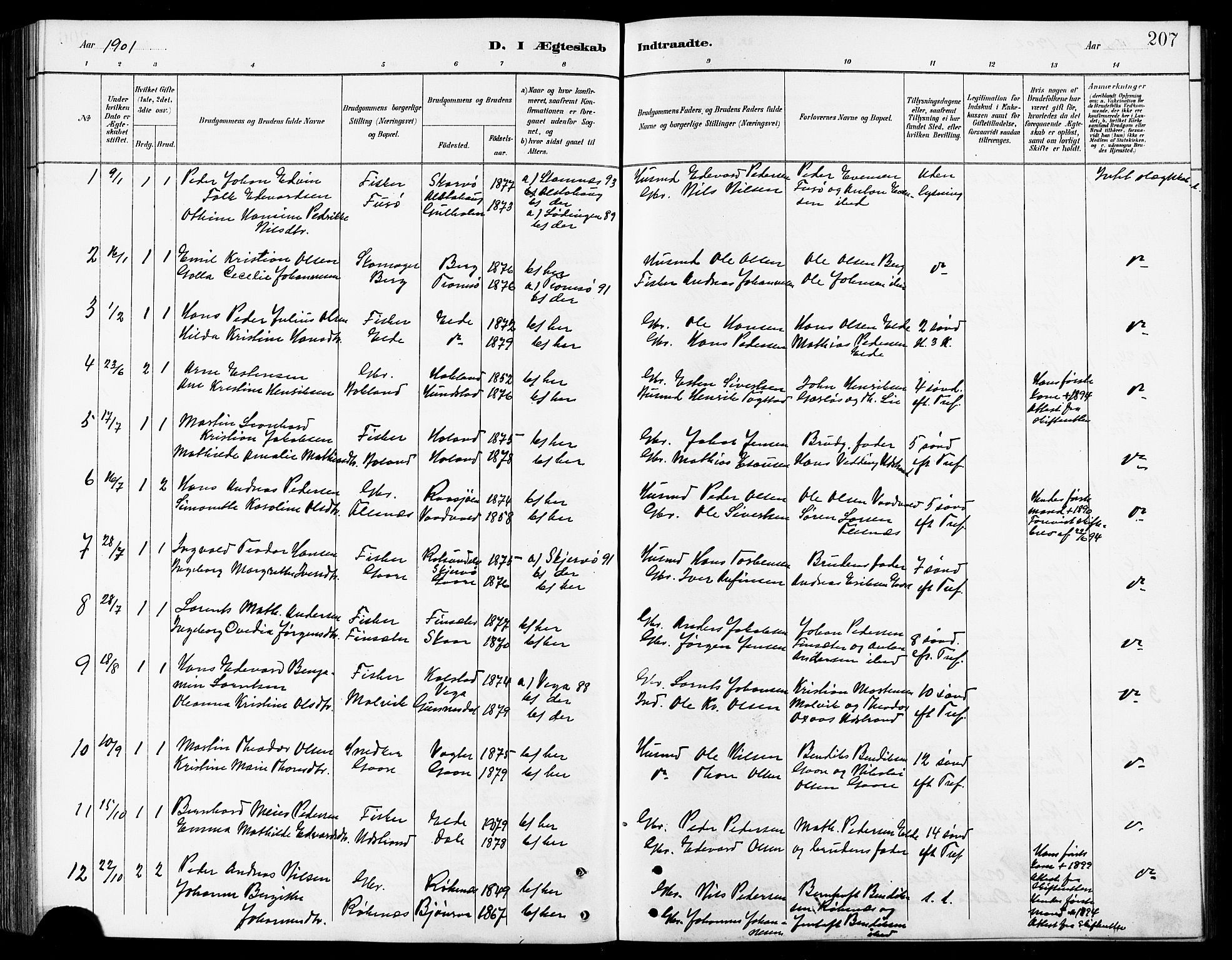 Kvæfjord sokneprestkontor, SATØ/S-1323/G/Ga/Gab/L0005klokker: Parish register (copy) no. 5, 1886-1911, p. 207