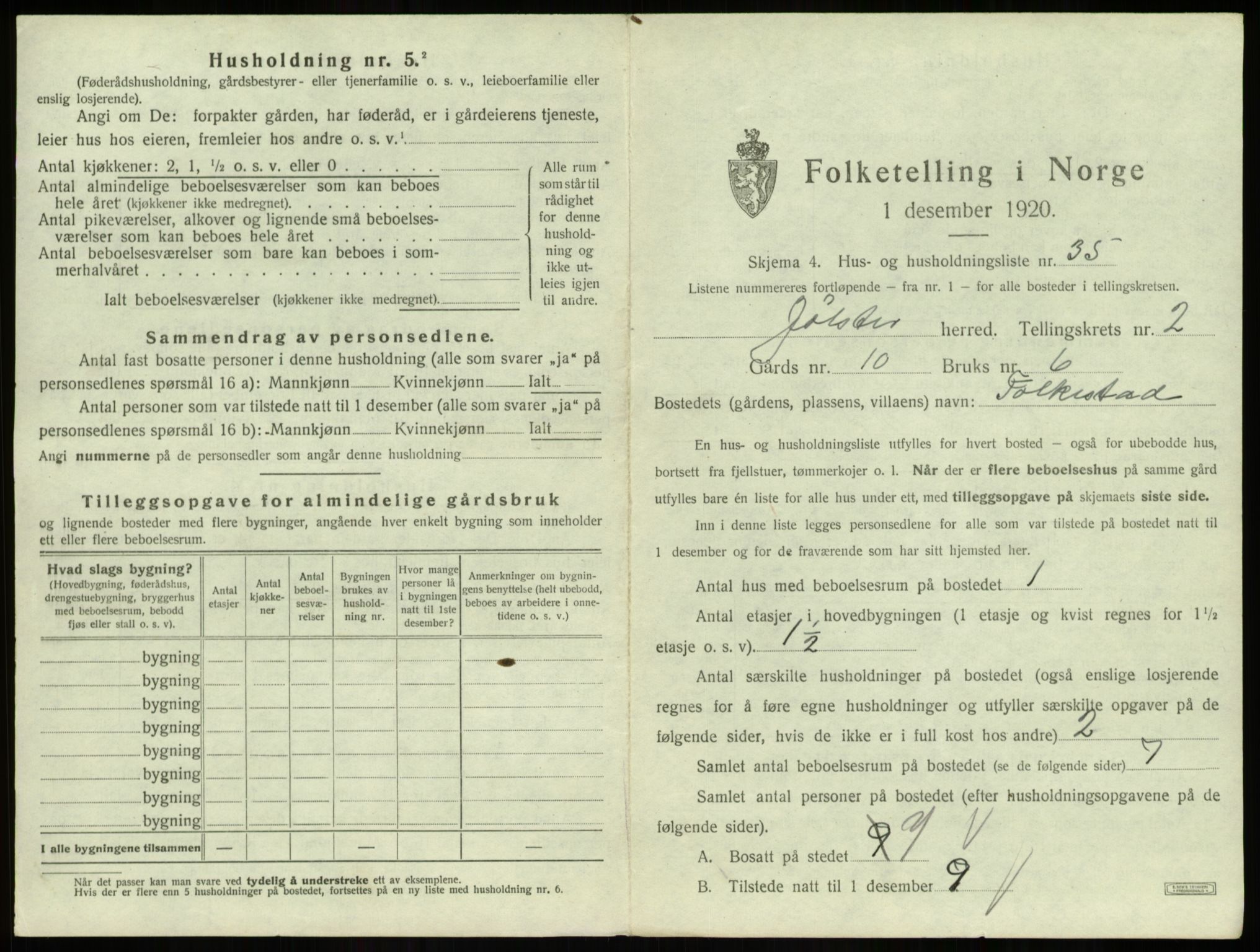 SAB, 1920 census for Jølster, 1920, p. 212