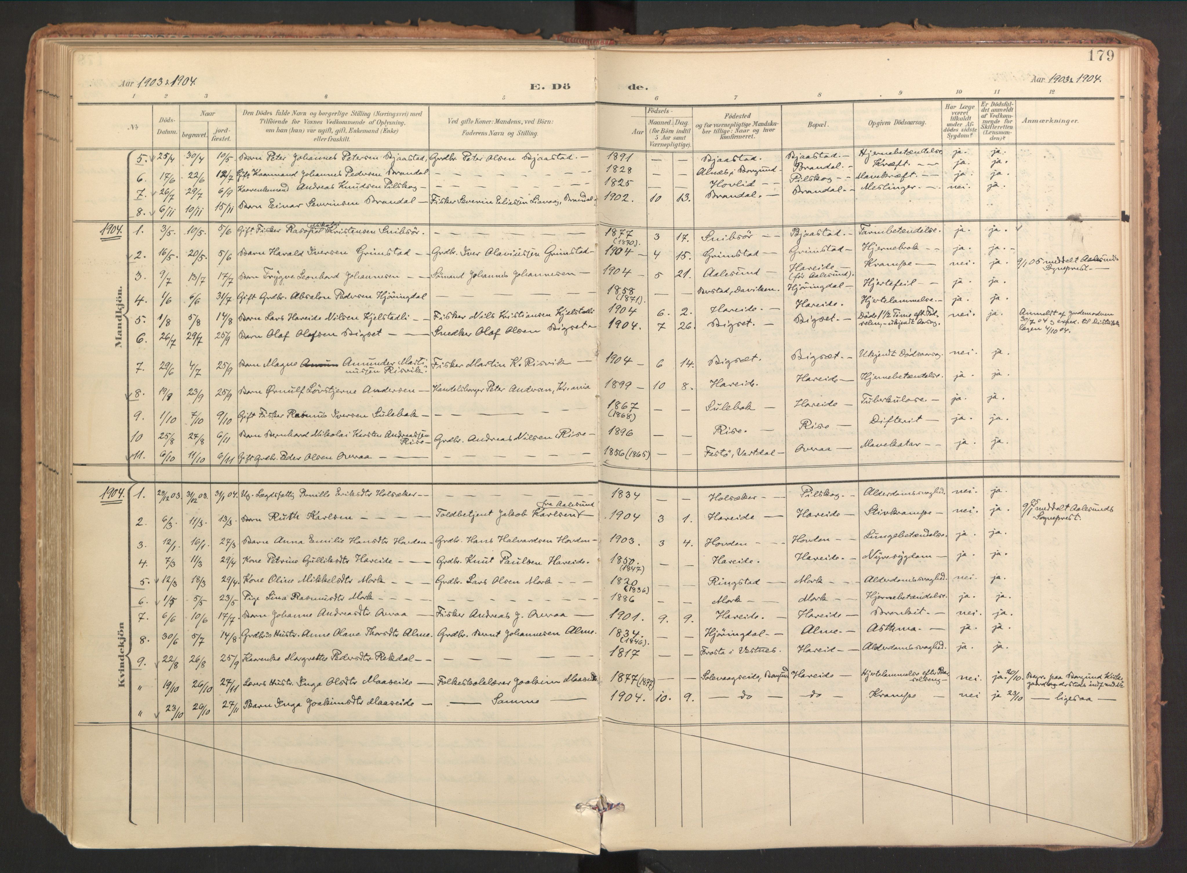 Ministerialprotokoller, klokkerbøker og fødselsregistre - Møre og Romsdal, SAT/A-1454/510/L0123: Parish register (official) no. 510A03, 1898-1922, p. 179
