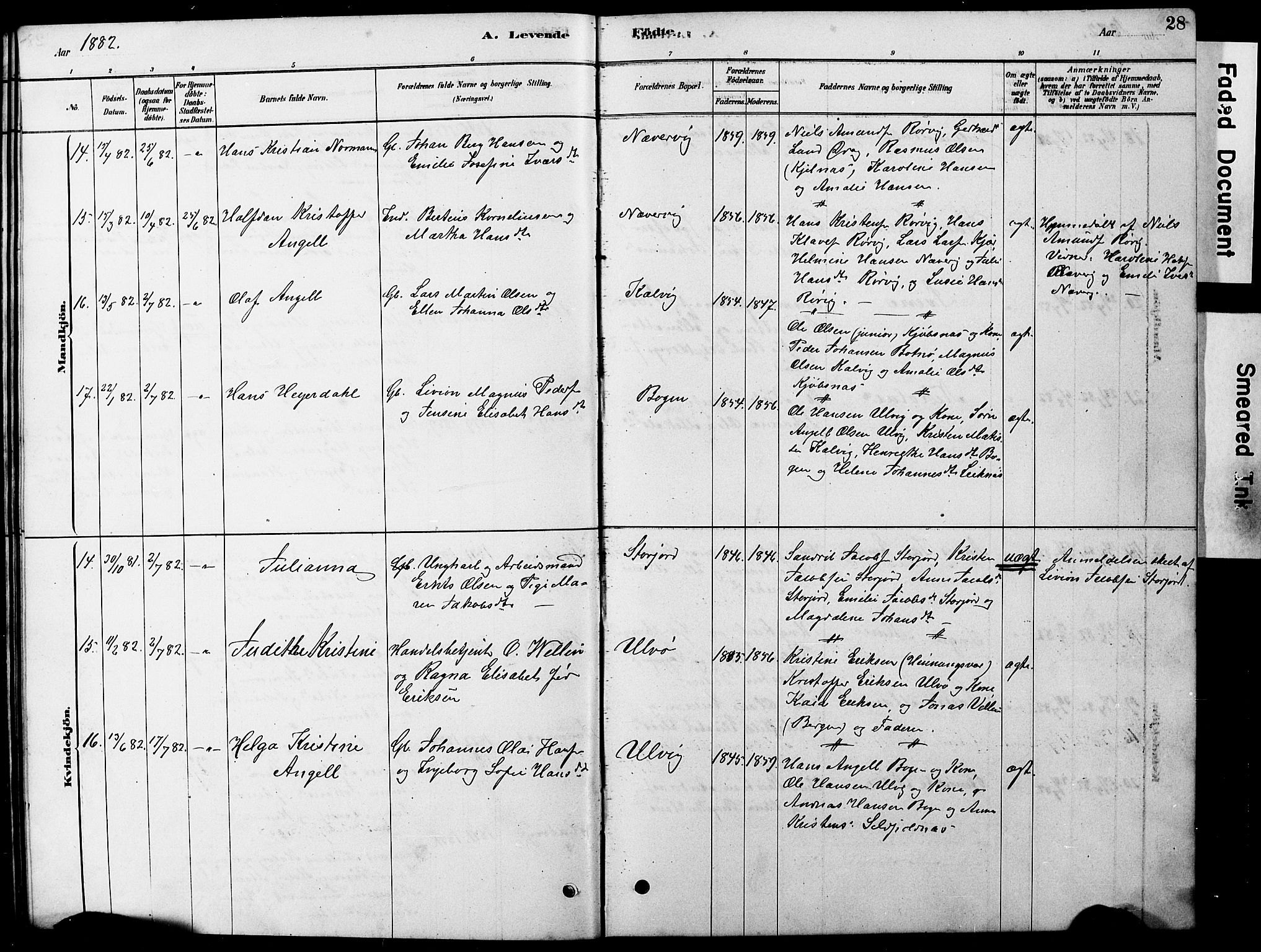 Ministerialprotokoller, klokkerbøker og fødselsregistre - Nordland, AV/SAT-A-1459/861/L0875: Parish register (copy) no. 861C01, 1879-1887, p. 28