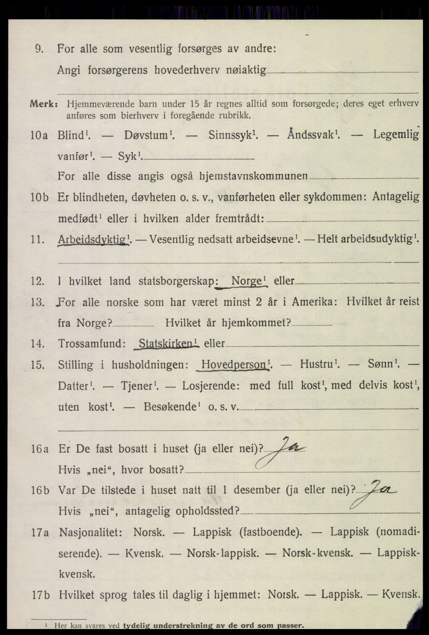 SAT, 1920 census for Grong, 1920, p. 2182