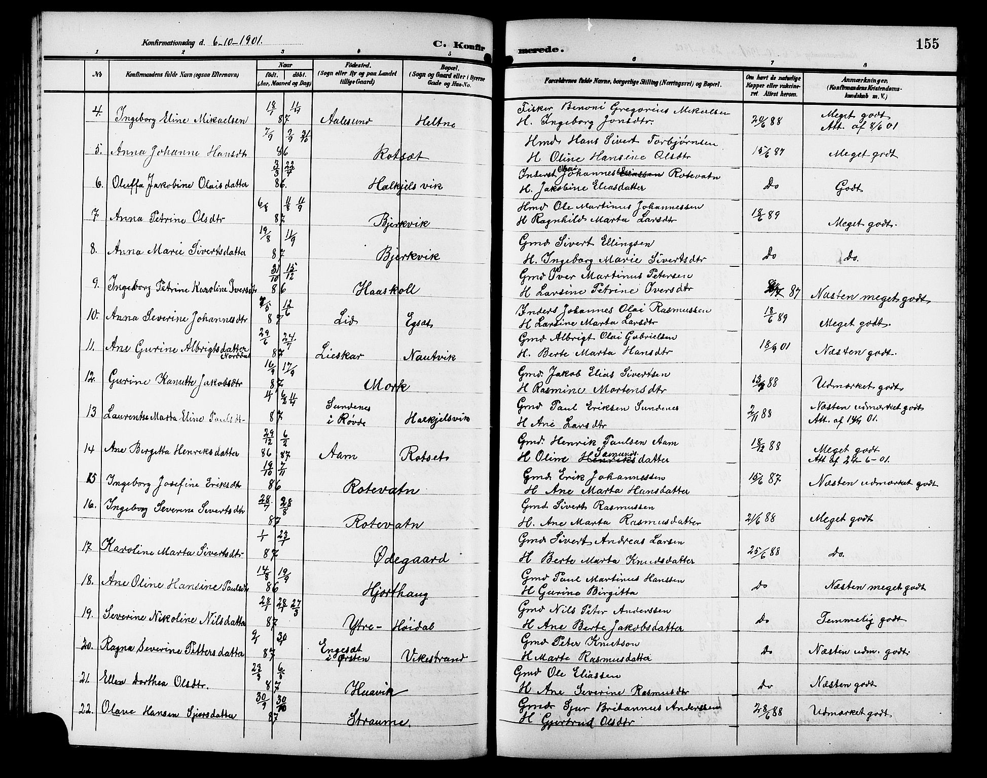 Ministerialprotokoller, klokkerbøker og fødselsregistre - Møre og Romsdal, SAT/A-1454/511/L0159: Parish register (copy) no. 511C05, 1902-1920, p. 155