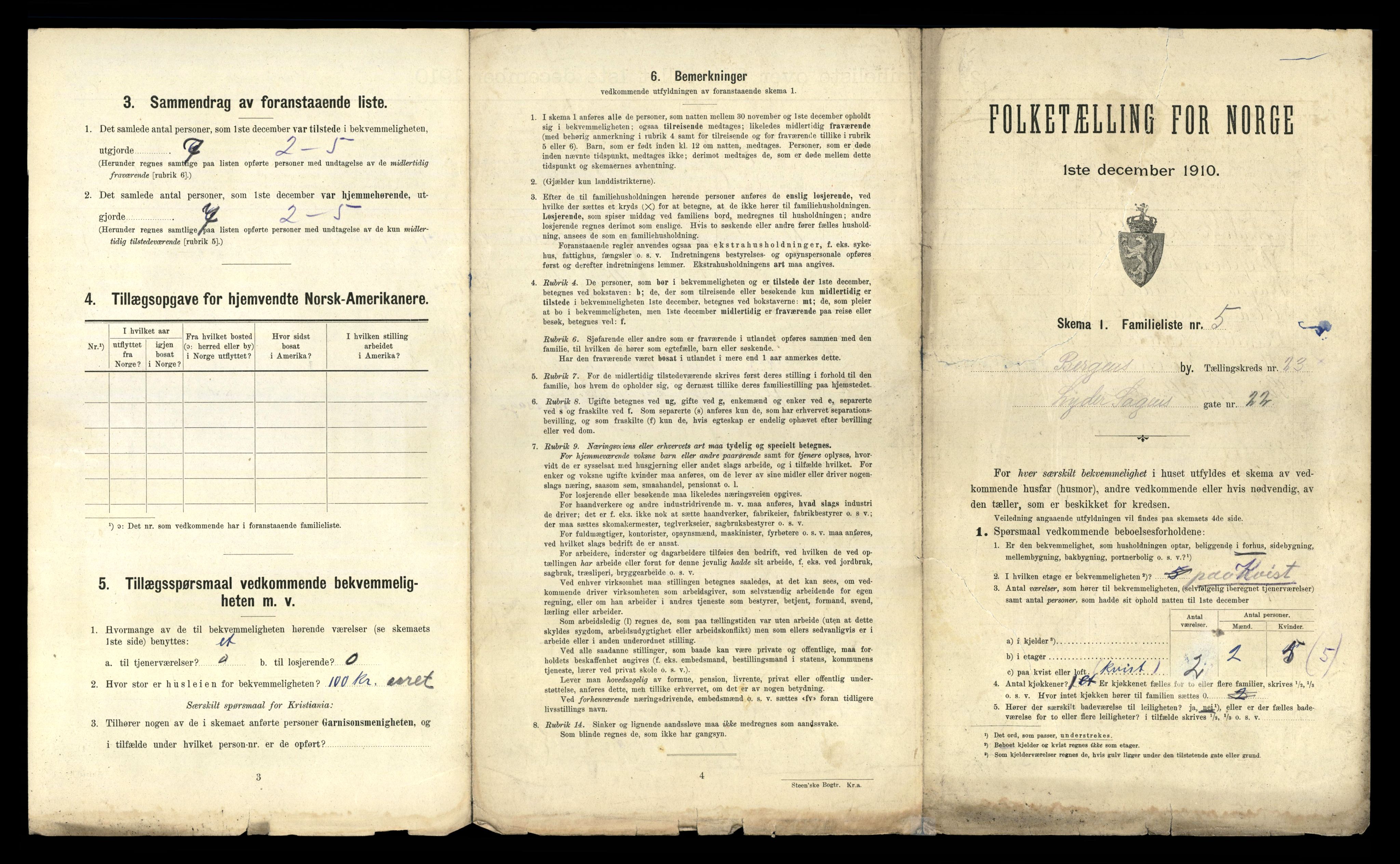 RA, 1910 census for Bergen, 1910, p. 7703