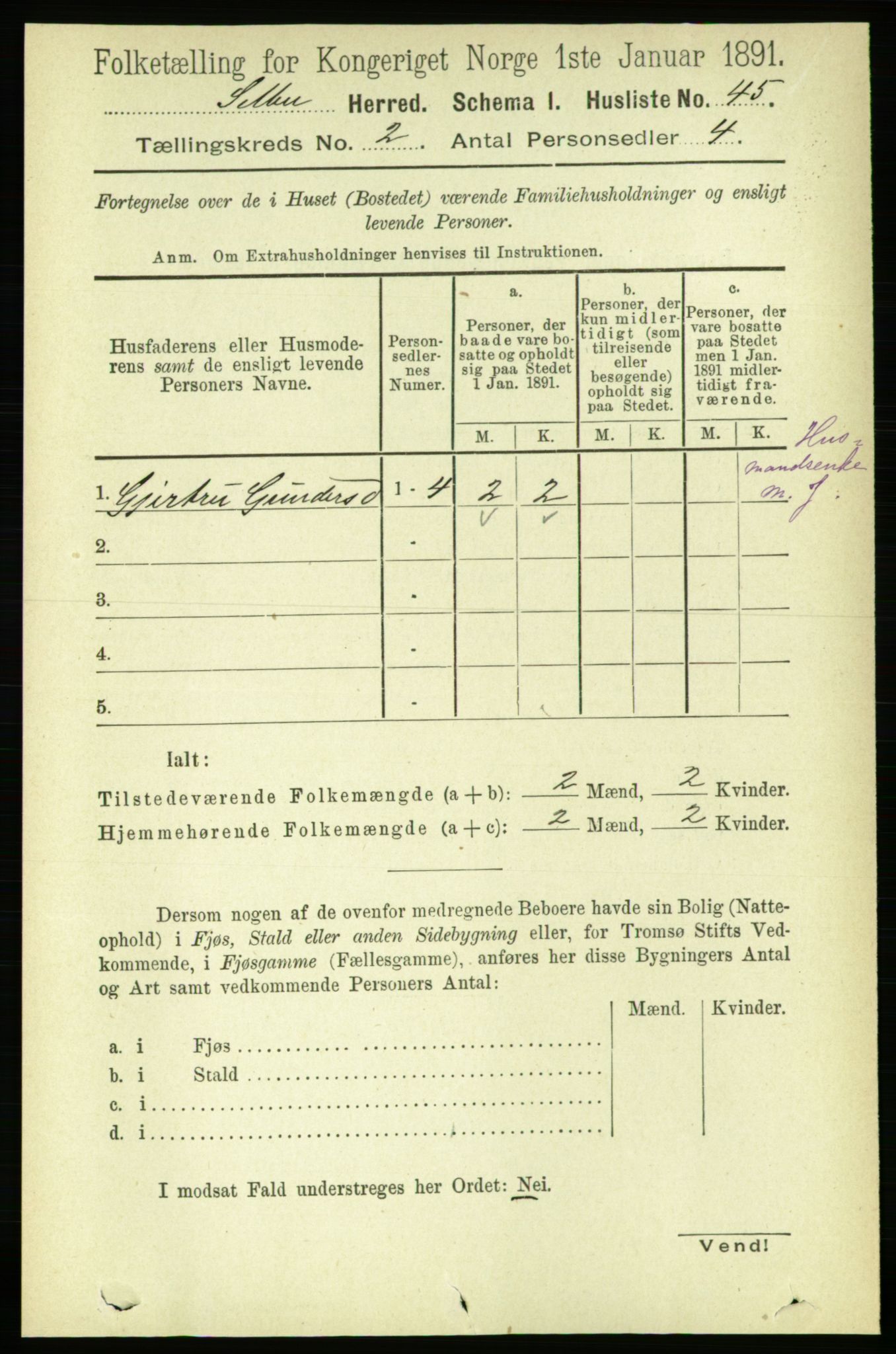 RA, 1891 census for 1664 Selbu, 1891, p. 256