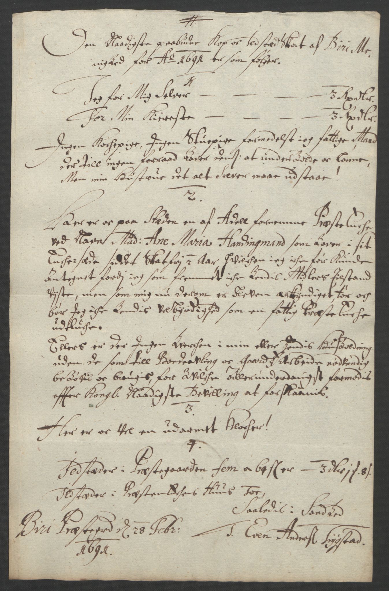 Rentekammeret inntil 1814, Reviderte regnskaper, Fogderegnskap, AV/RA-EA-4092/R18/L1290: Fogderegnskap Hadeland, Toten og Valdres, 1691, p. 212