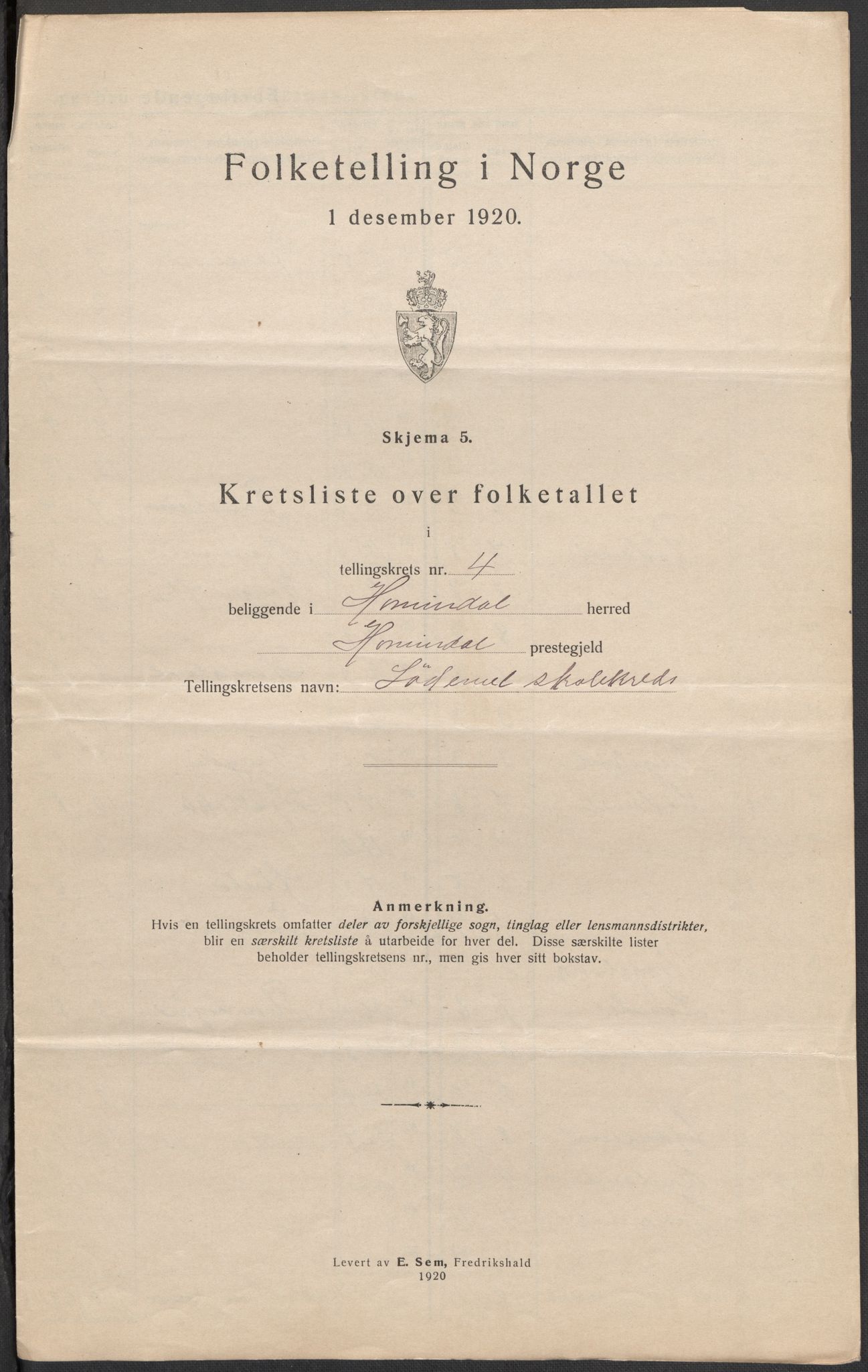 SAB, 1920 census for Hornindal, 1920, p. 13