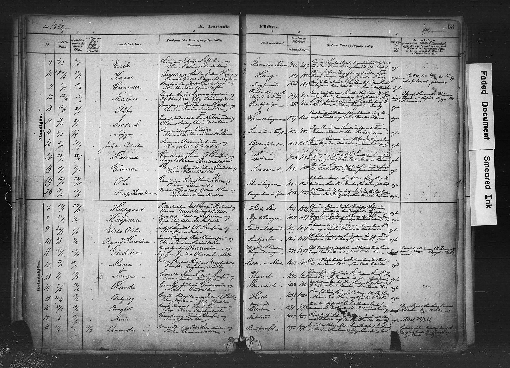 Nord-Odal prestekontor, AV/SAH-PREST-032/H/Ha/Haa/L0006: Parish register (official) no. 6, 1886-1901, p. 63