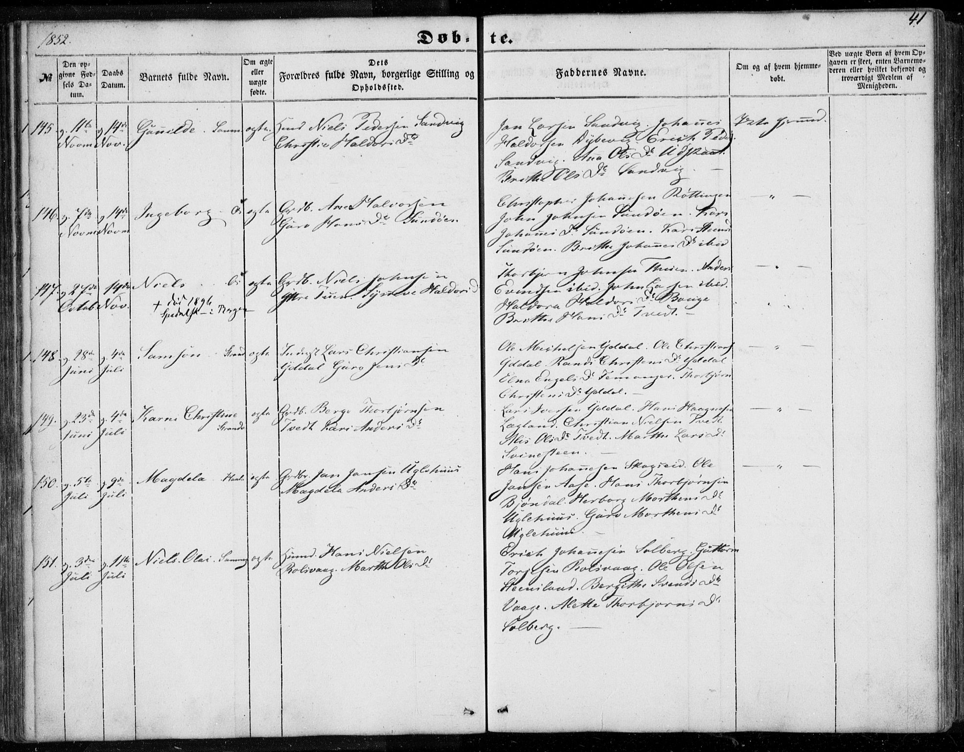 Os sokneprestembete, AV/SAB-A-99929: Parish register (official) no. A 16, 1851-1859, p. 41