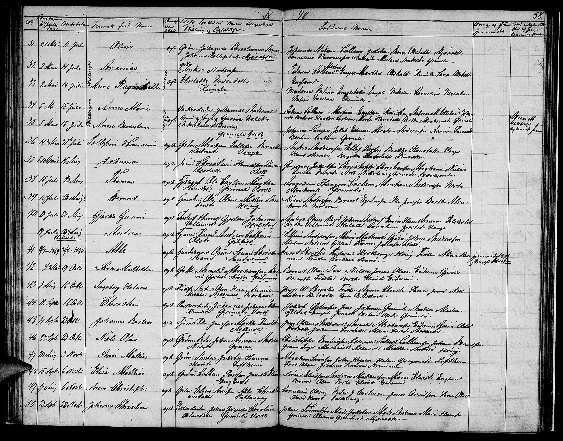 Askvoll sokneprestembete, AV/SAB-A-79501/H/Hab/Haba/L0001: Parish register (copy) no. A 1, 1853-1872, p. 58