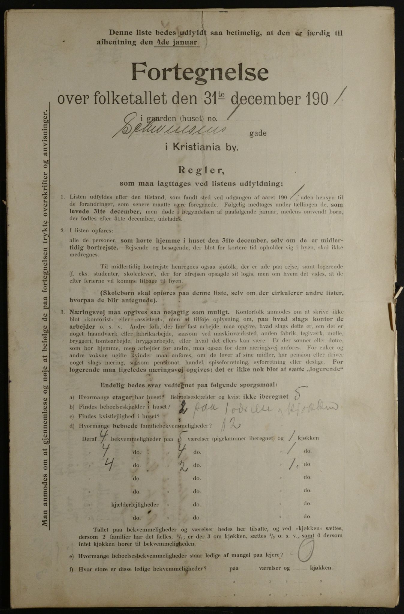 OBA, Municipal Census 1901 for Kristiania, 1901, p. 14305