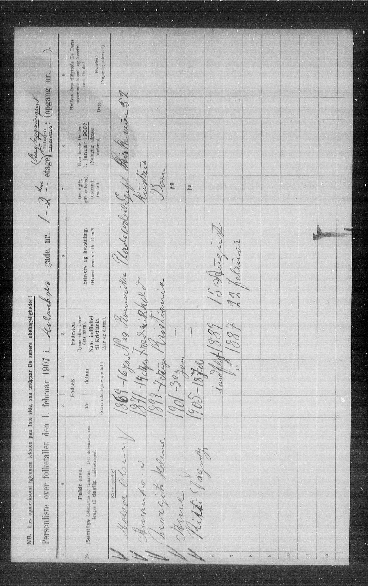 OBA, Municipal Census 1907 for Kristiania, 1907, p. 20944