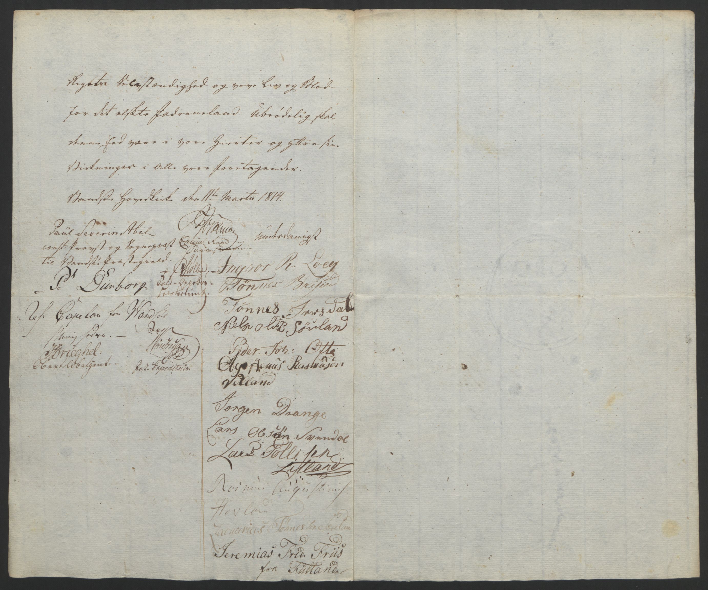 Statsrådssekretariatet, RA/S-1001/D/Db/L0008: Fullmakter for Eidsvollsrepresentantene i 1814. , 1814, p. 190