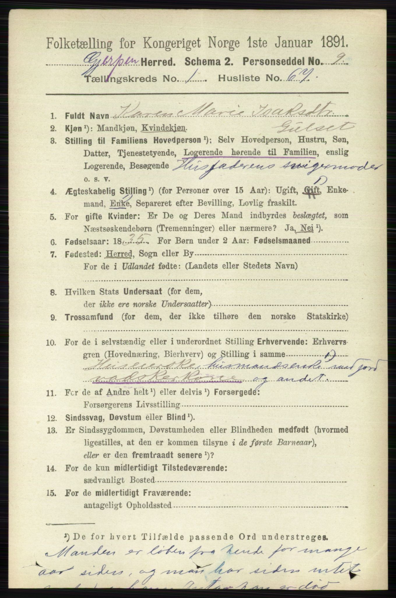 RA, 1891 census for 0812 Gjerpen, 1891, p. 637