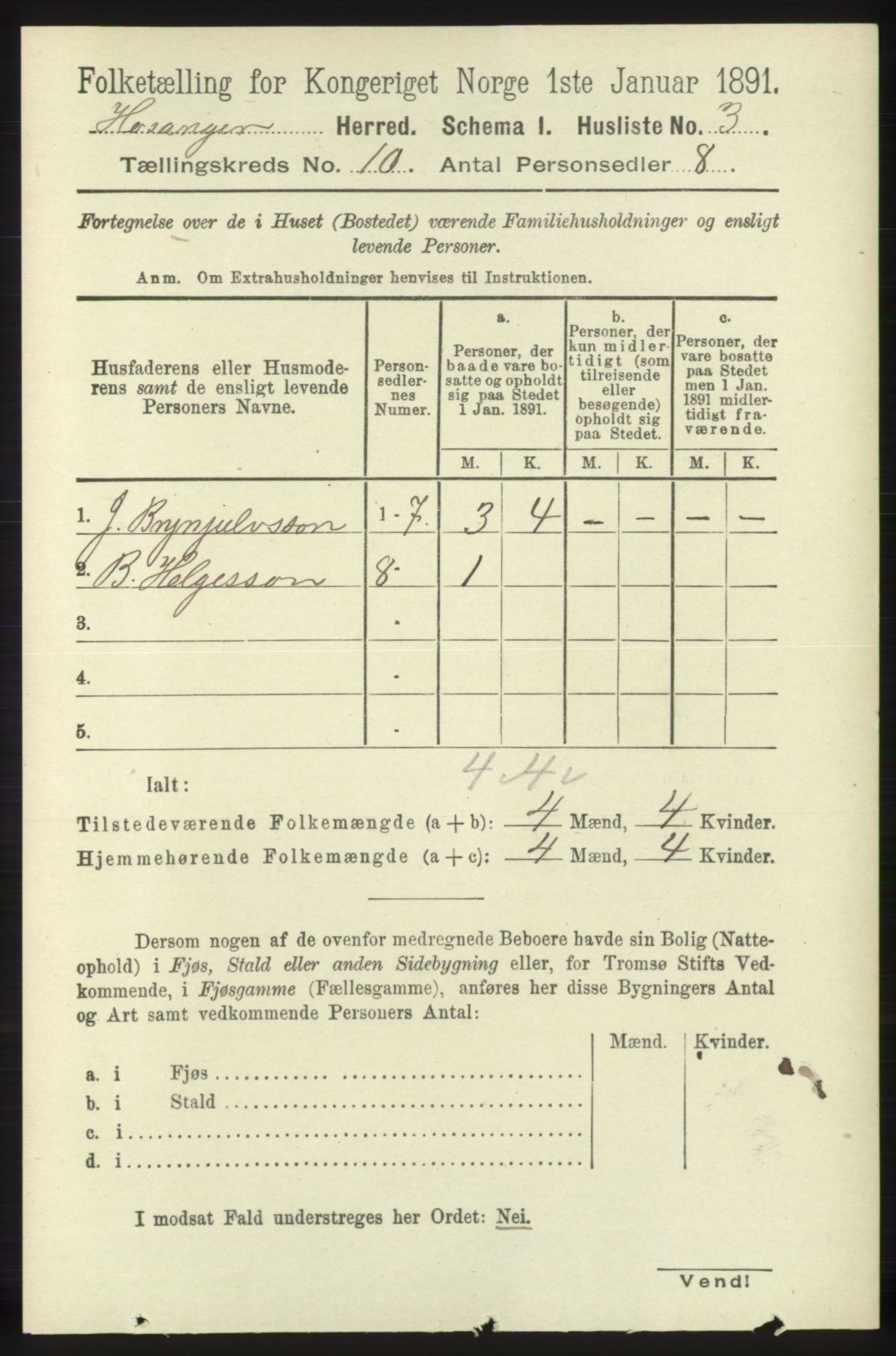 RA, 1891 census for 1253 Hosanger, 1891, p. 3428