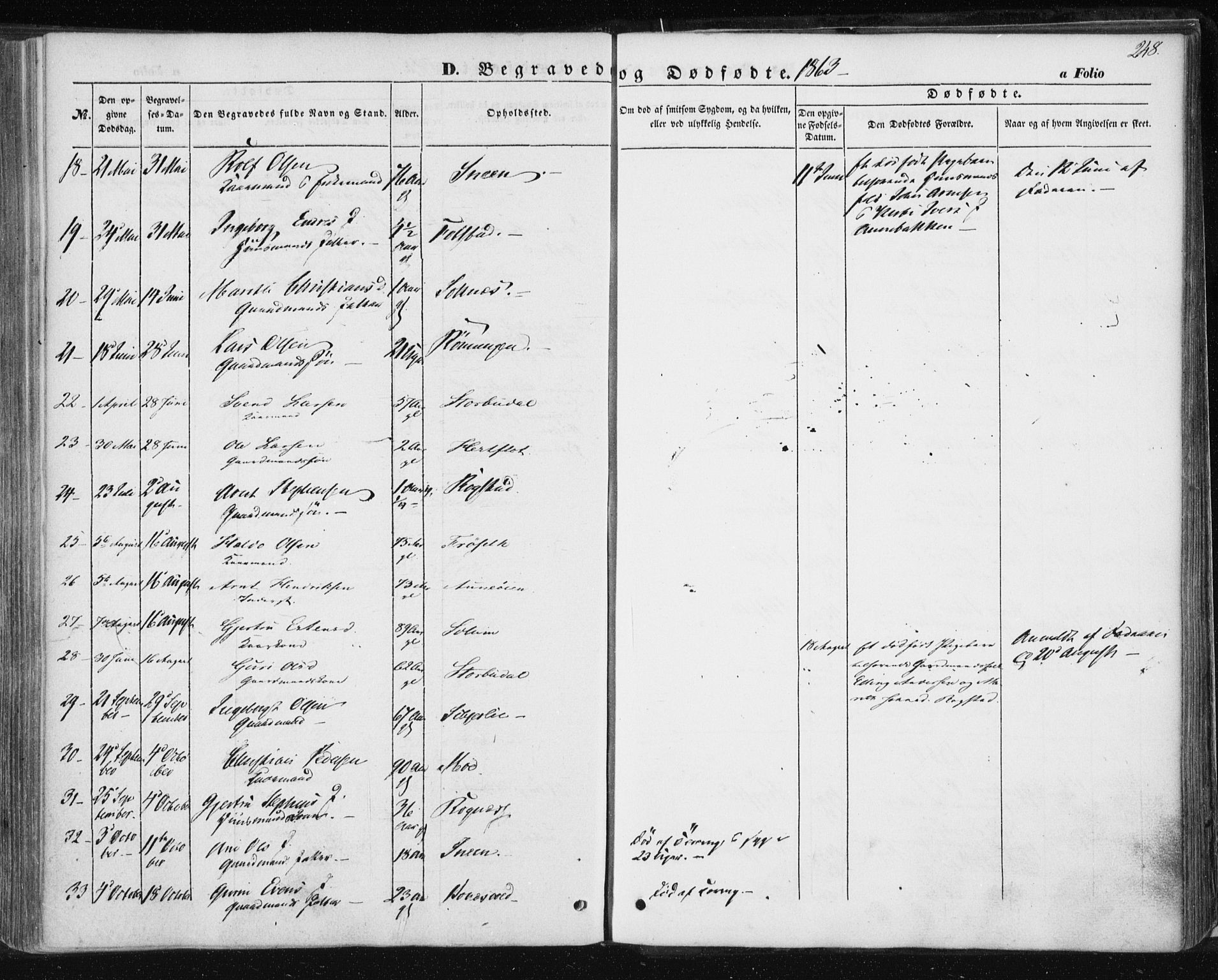 Ministerialprotokoller, klokkerbøker og fødselsregistre - Sør-Trøndelag, AV/SAT-A-1456/687/L1000: Parish register (official) no. 687A06, 1848-1869, p. 248