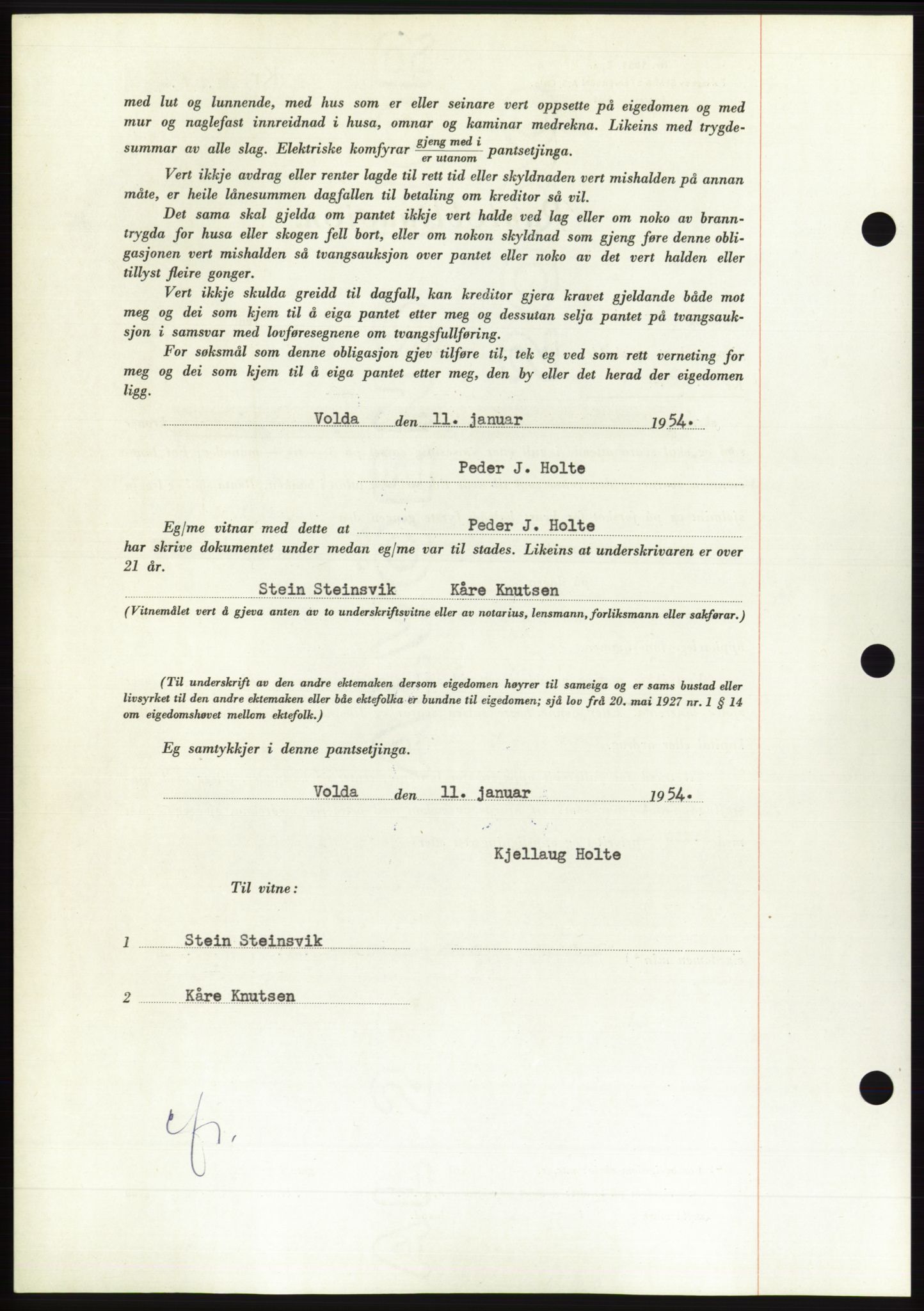 Søre Sunnmøre sorenskriveri, AV/SAT-A-4122/1/2/2C/L0124: Mortgage book no. 12B, 1953-1954, Diary no: : 497/1954