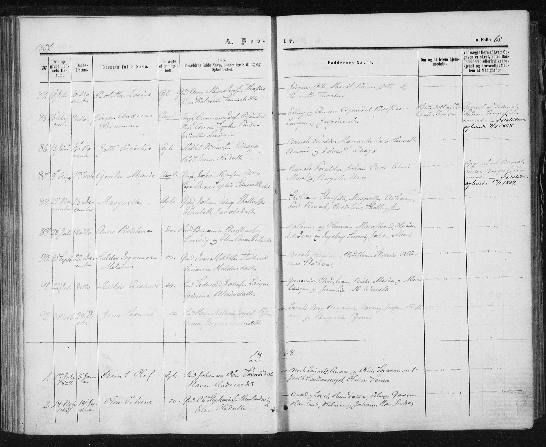 Ministerialprotokoller, klokkerbøker og fødselsregistre - Nord-Trøndelag, SAT/A-1458/784/L0670: Parish register (official) no. 784A05, 1860-1876, p. 65