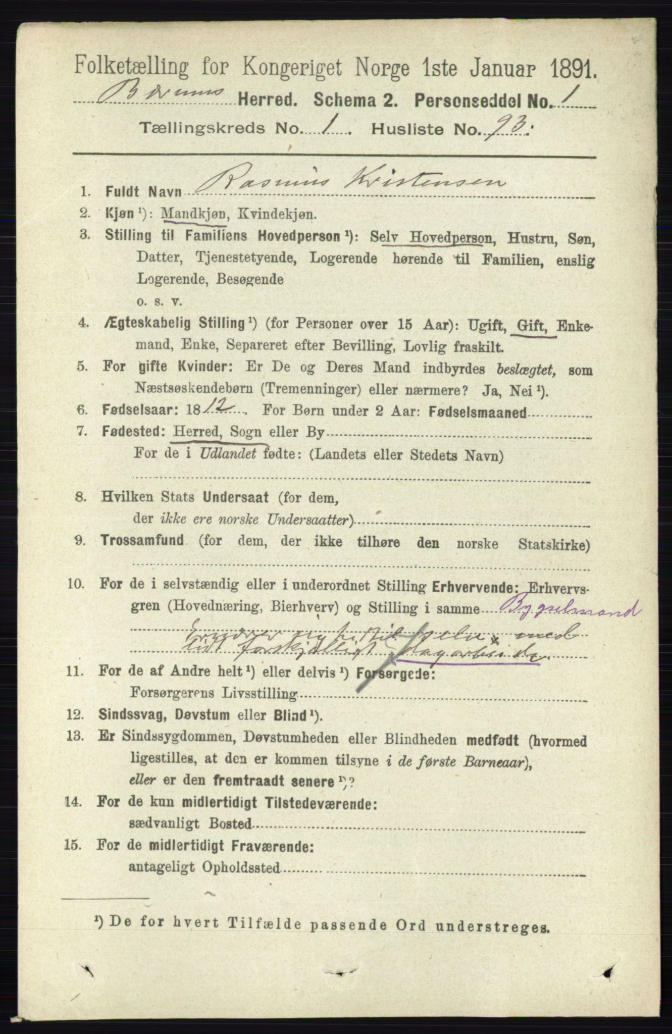 RA, 1891 census for 0219 Bærum, 1891, p. 944