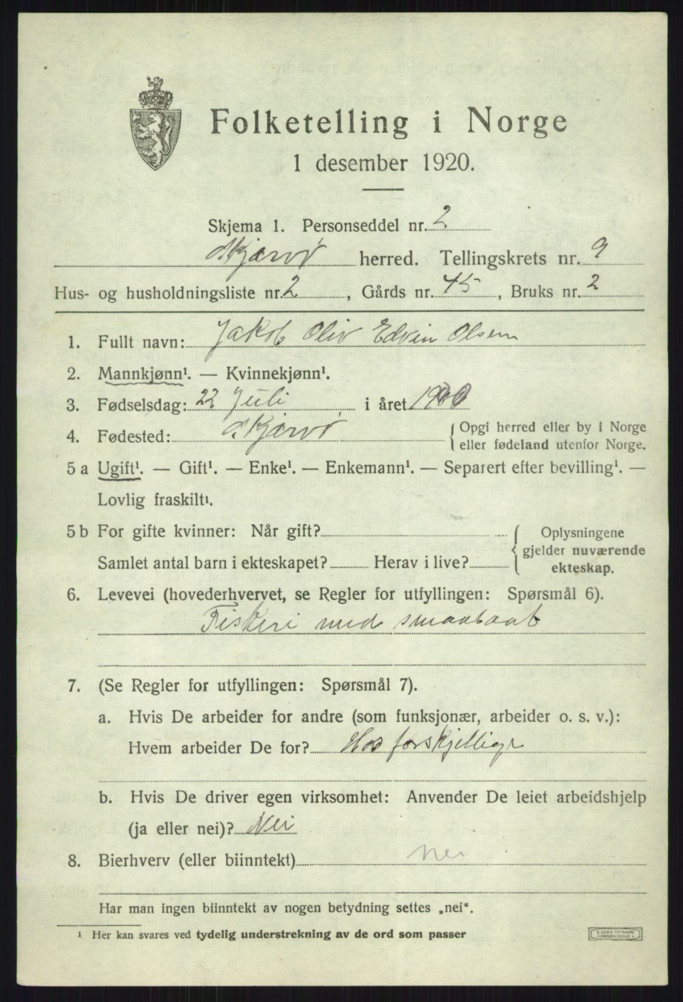 SATØ, 1920 census for Skjervøy, 1920, p. 5125