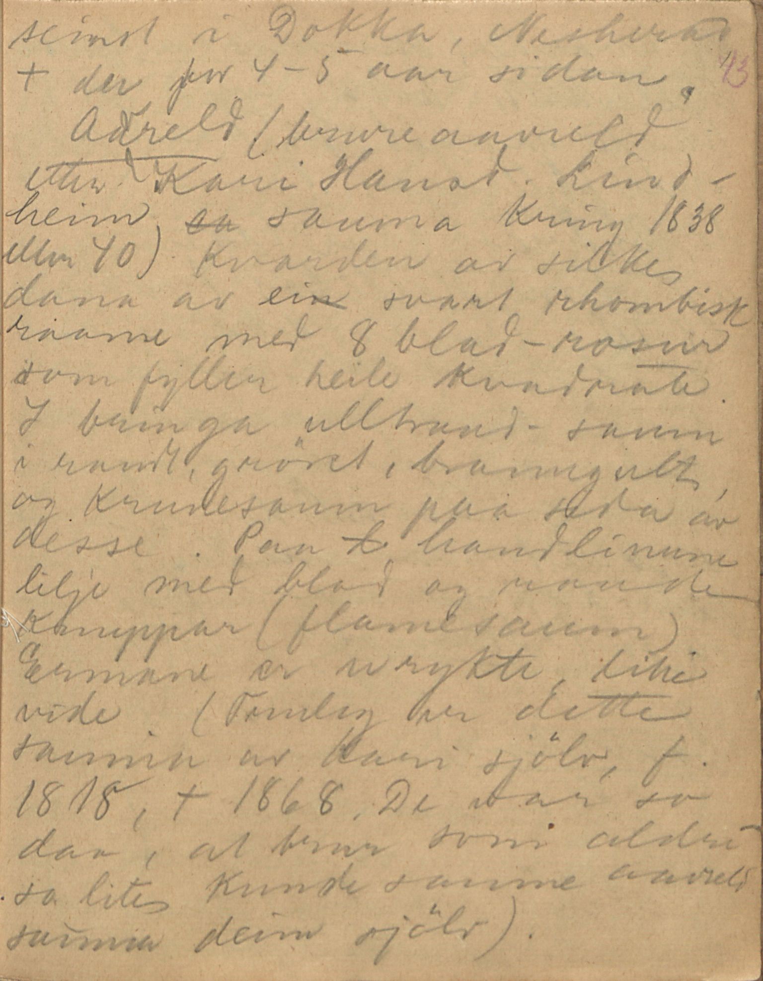 Rikard Berge, TEMU/TGM-A-1003/F/L0004/0032: 101-159 / 135 Tegninger av ymse innbu, ymse stader. Ymse saum og samuarar., 1907, p. 43