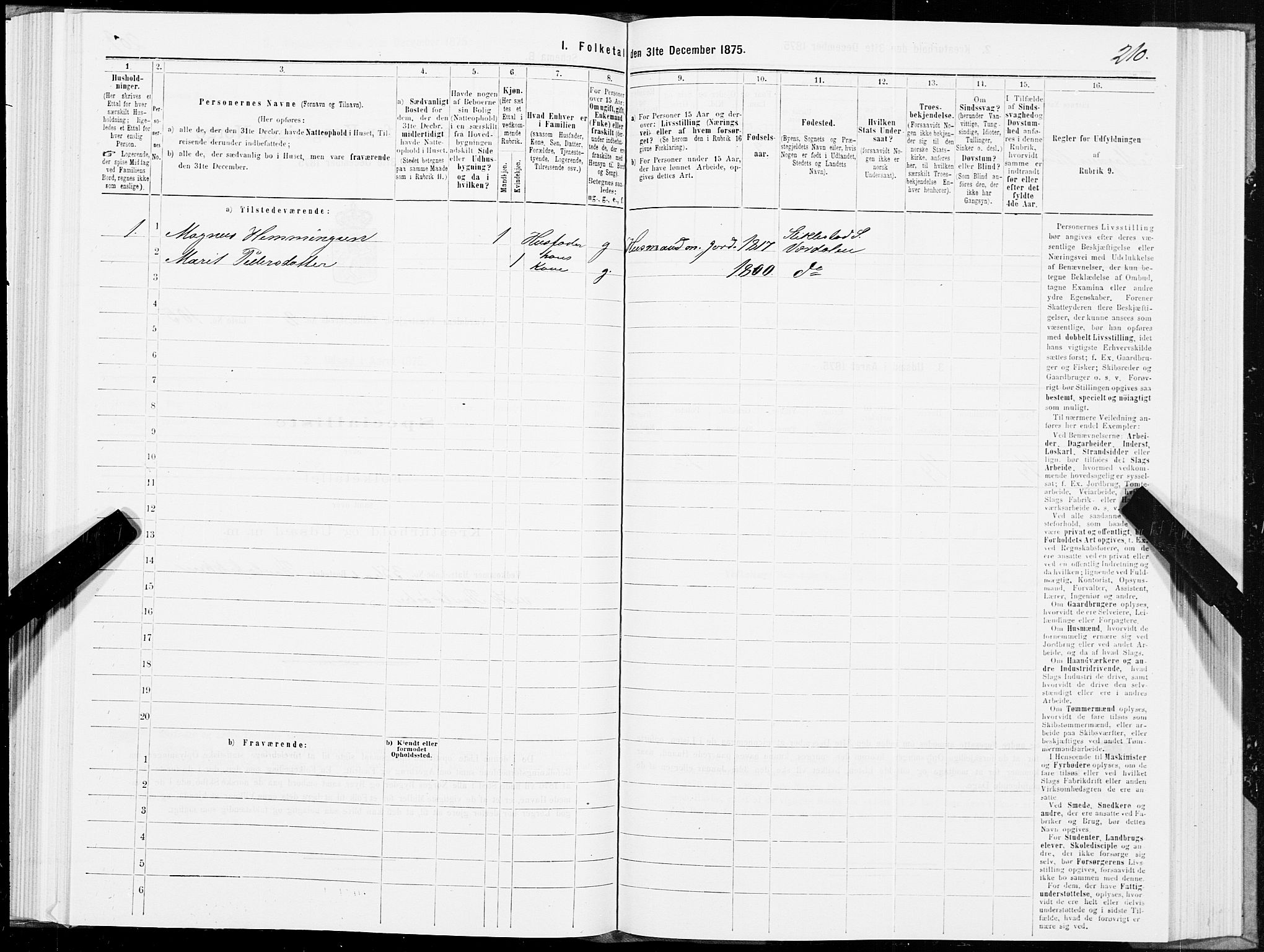 SAT, 1875 census for 1721P Verdal, 1875, p. 5210