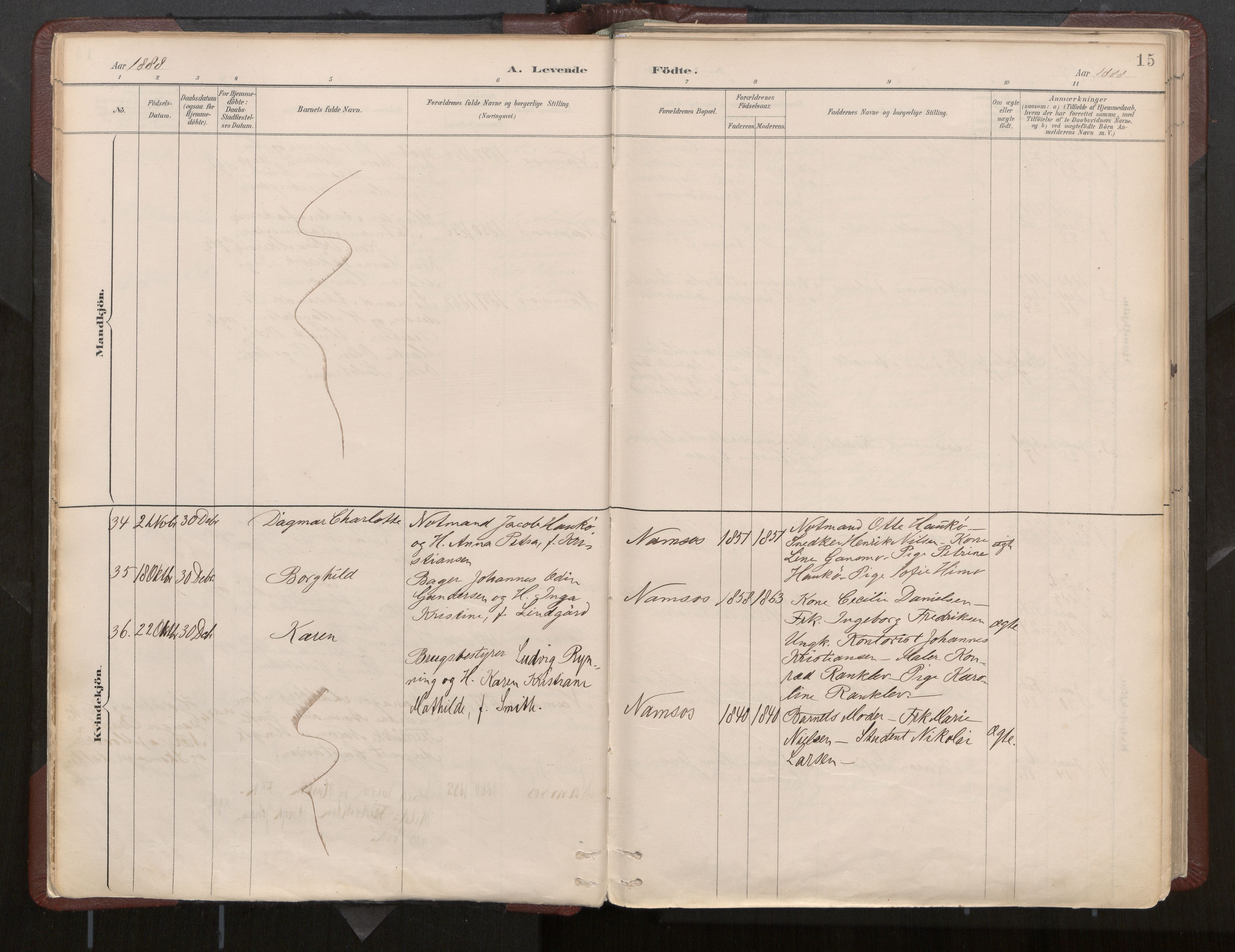 Ministerialprotokoller, klokkerbøker og fødselsregistre - Nord-Trøndelag, SAT/A-1458/768/L0574: Parish register (official) no. 768A08, 1887-1927, p. 15