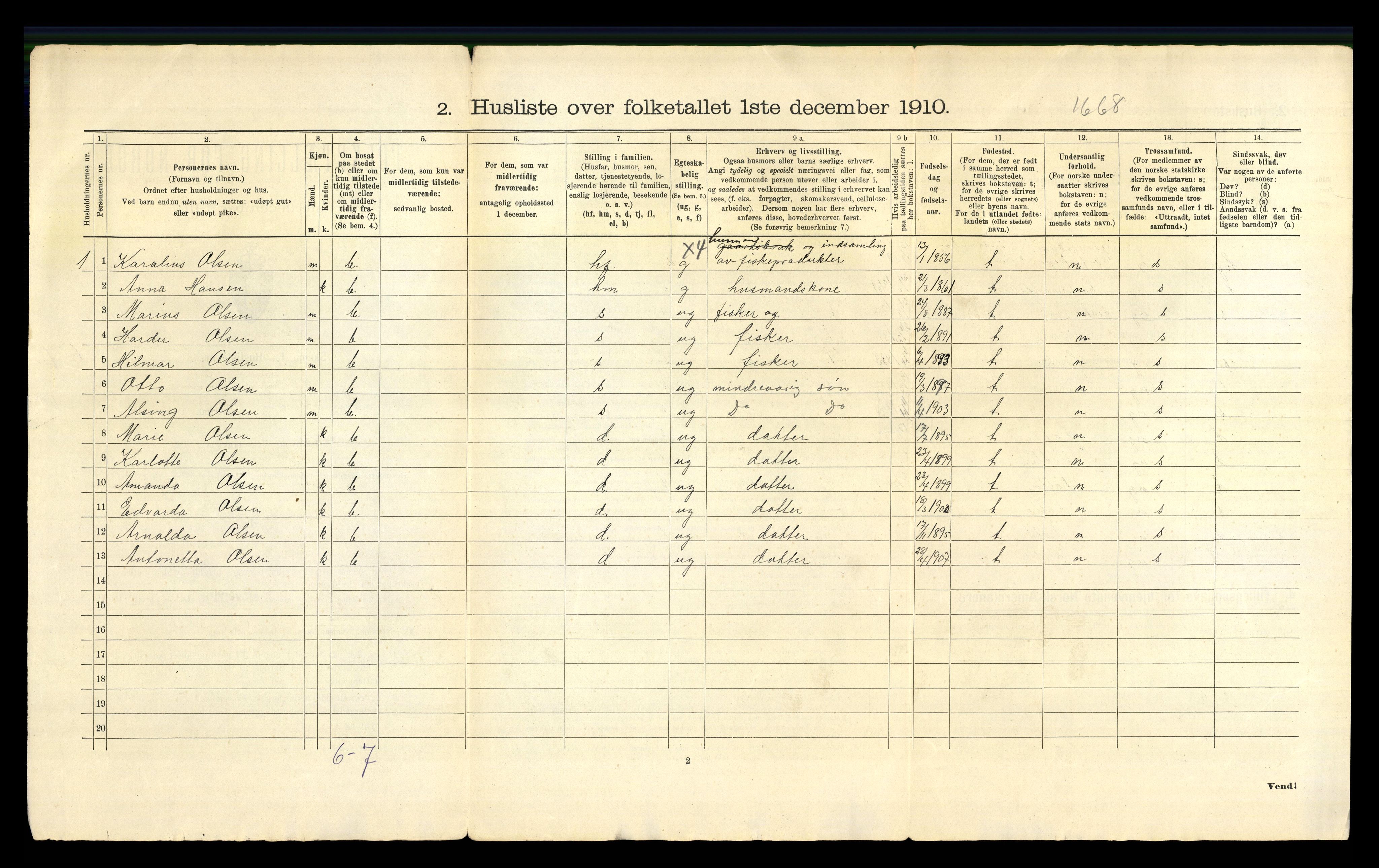 RA, 1910 census for Buksnes, 1910, p. 53