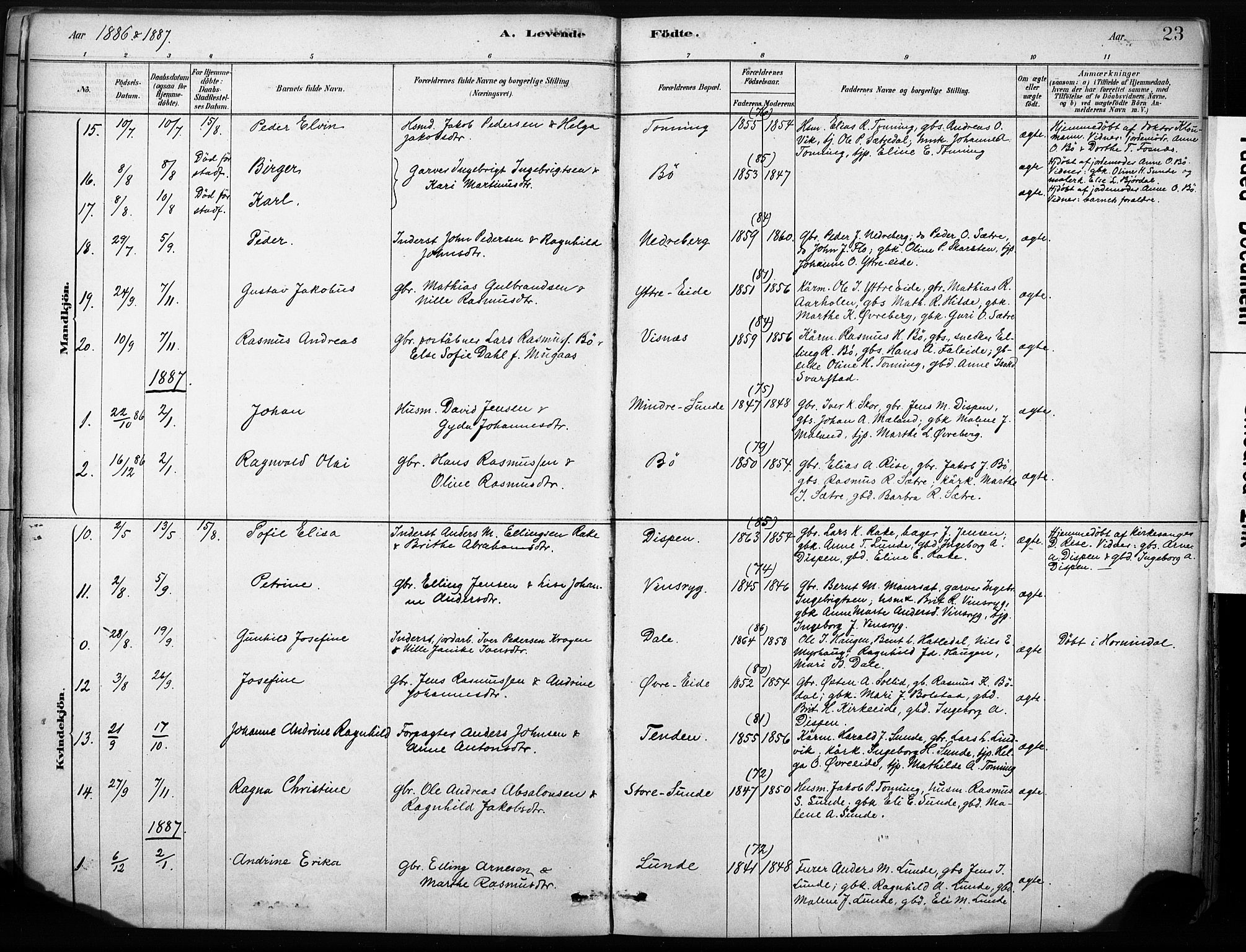 Stryn Sokneprestembete, AV/SAB-A-82501: Parish register (official) no. B 1, 1878-1907, p. 23