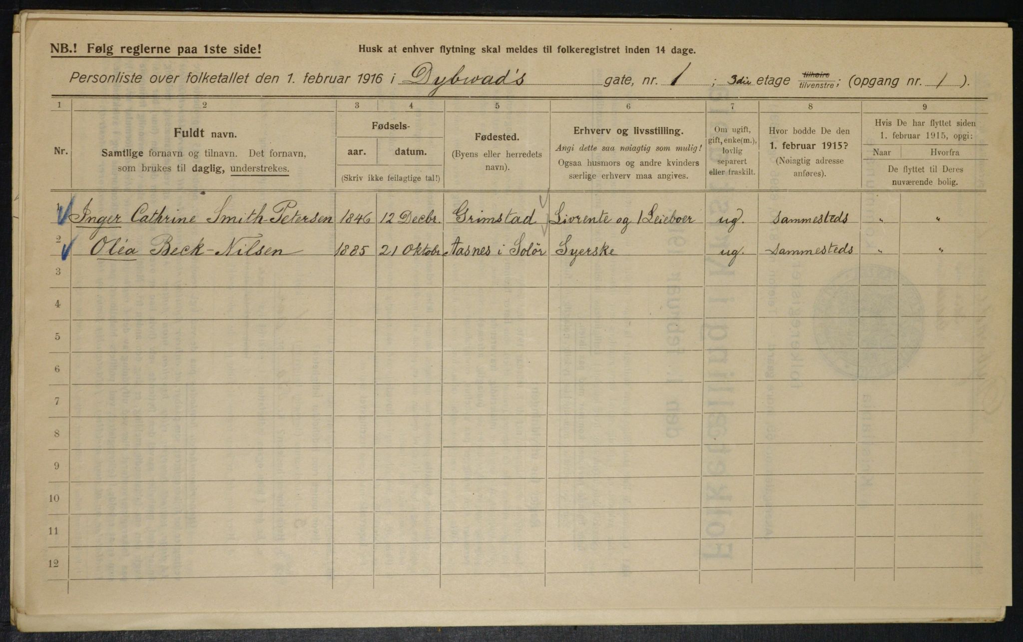 OBA, Municipal Census 1916 for Kristiania, 1916, p. 17523