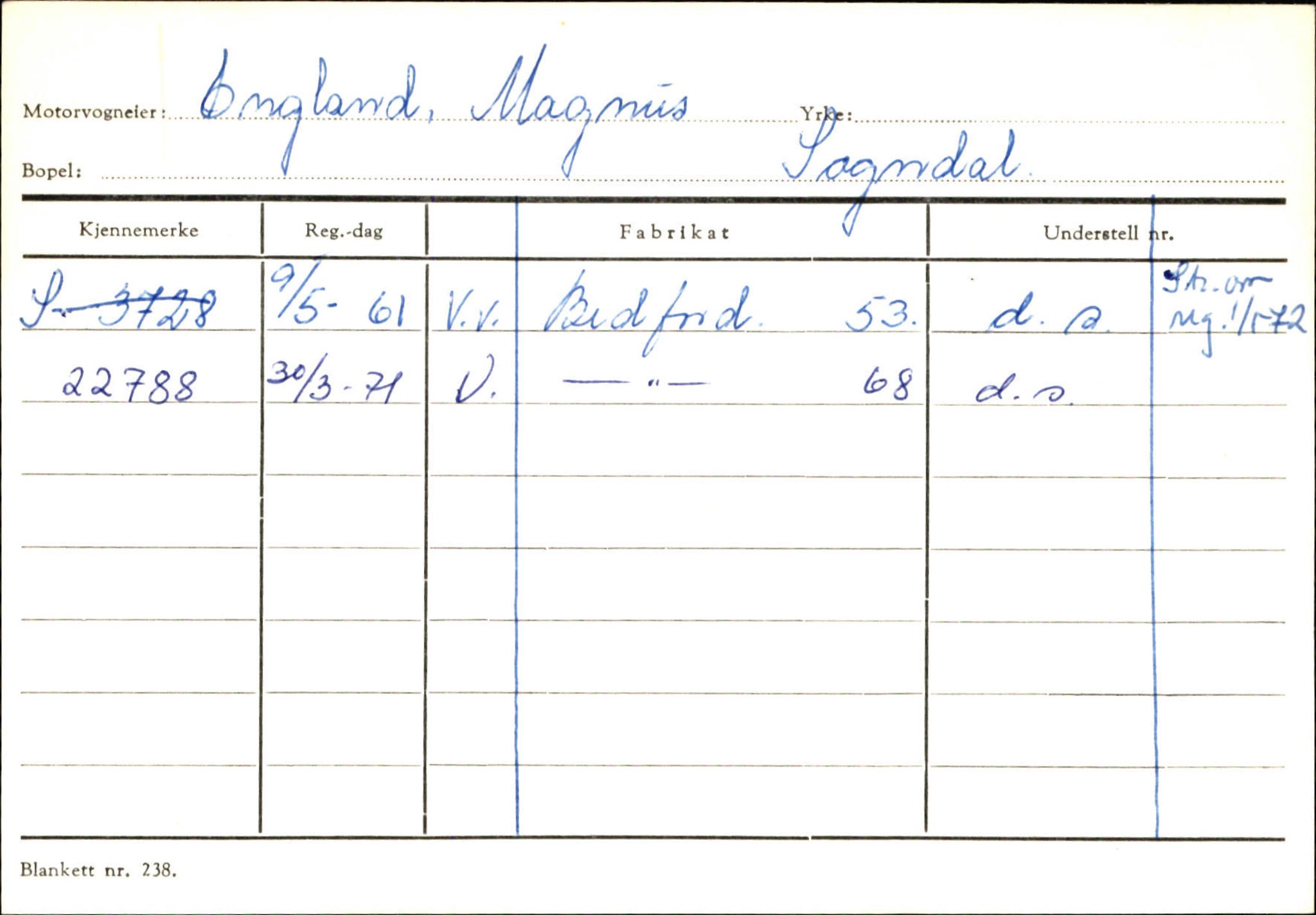 Statens vegvesen, Sogn og Fjordane vegkontor, SAB/A-5301/4/F/L0124: Eigarregister Sogndal A-U, 1945-1975, p. 427