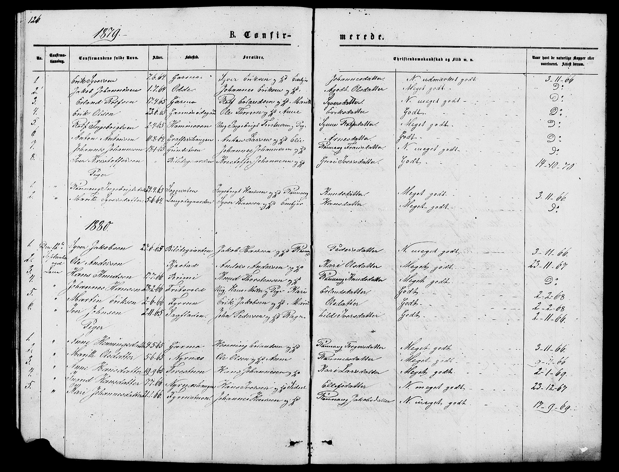Lom prestekontor, SAH/PREST-070/L/L0005: Parish register (copy) no. 5, 1876-1901, p. 126-127