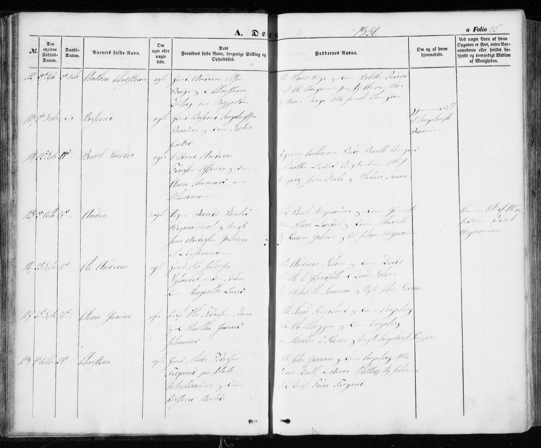 Ministerialprotokoller, klokkerbøker og fødselsregistre - Sør-Trøndelag, AV/SAT-A-1456/606/L0291: Parish register (official) no. 606A06, 1848-1856, p. 45