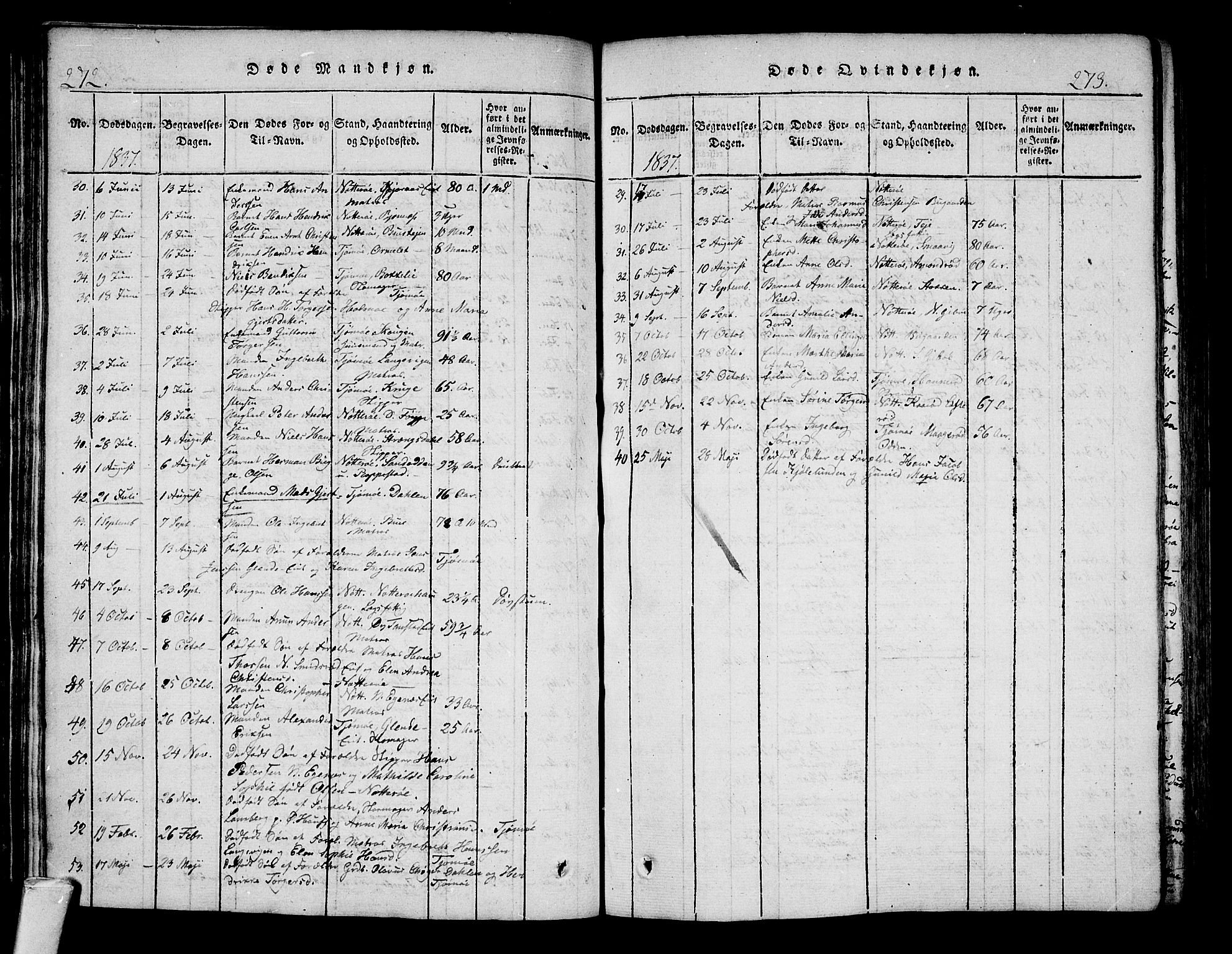 Nøtterøy kirkebøker, SAKO/A-354/F/Fa/L0004: Parish register (official) no. I 4, 1814-1838, p. 272-273