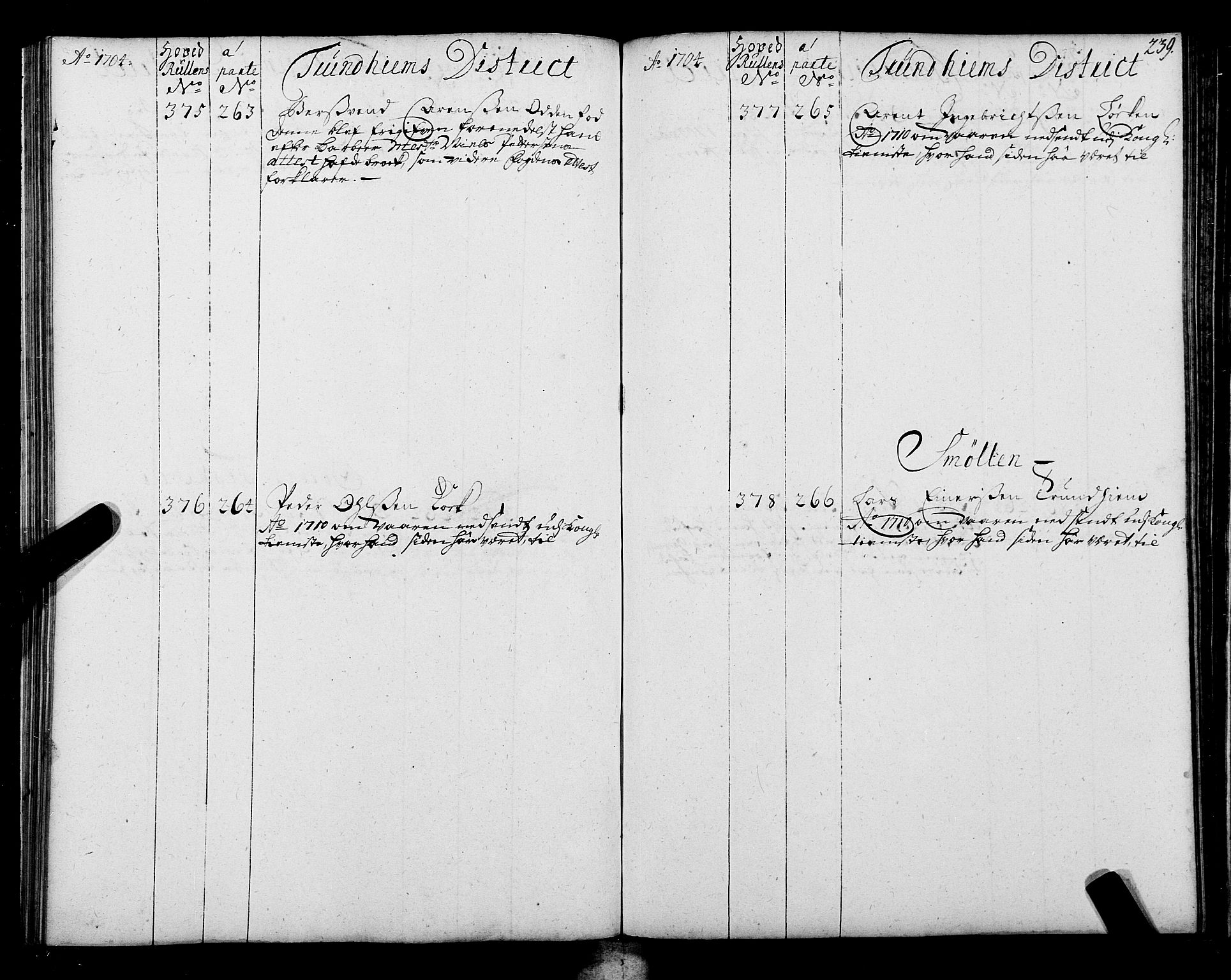 Sjøinnrulleringen - Trondhjemske distrikt, AV/SAT-A-5121/01/L0004: Ruller over sjøfolk i Trondhjem by, 1704-1710, p. 239