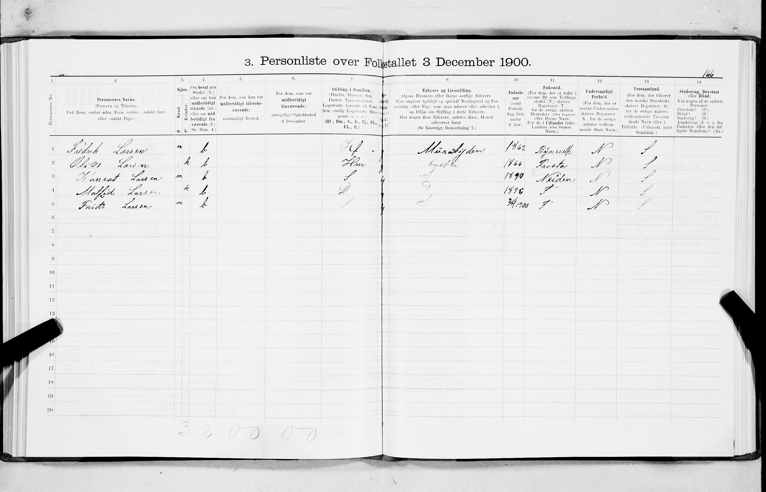 SAT, 1900 census for Trondheim, 1900, p. 16736