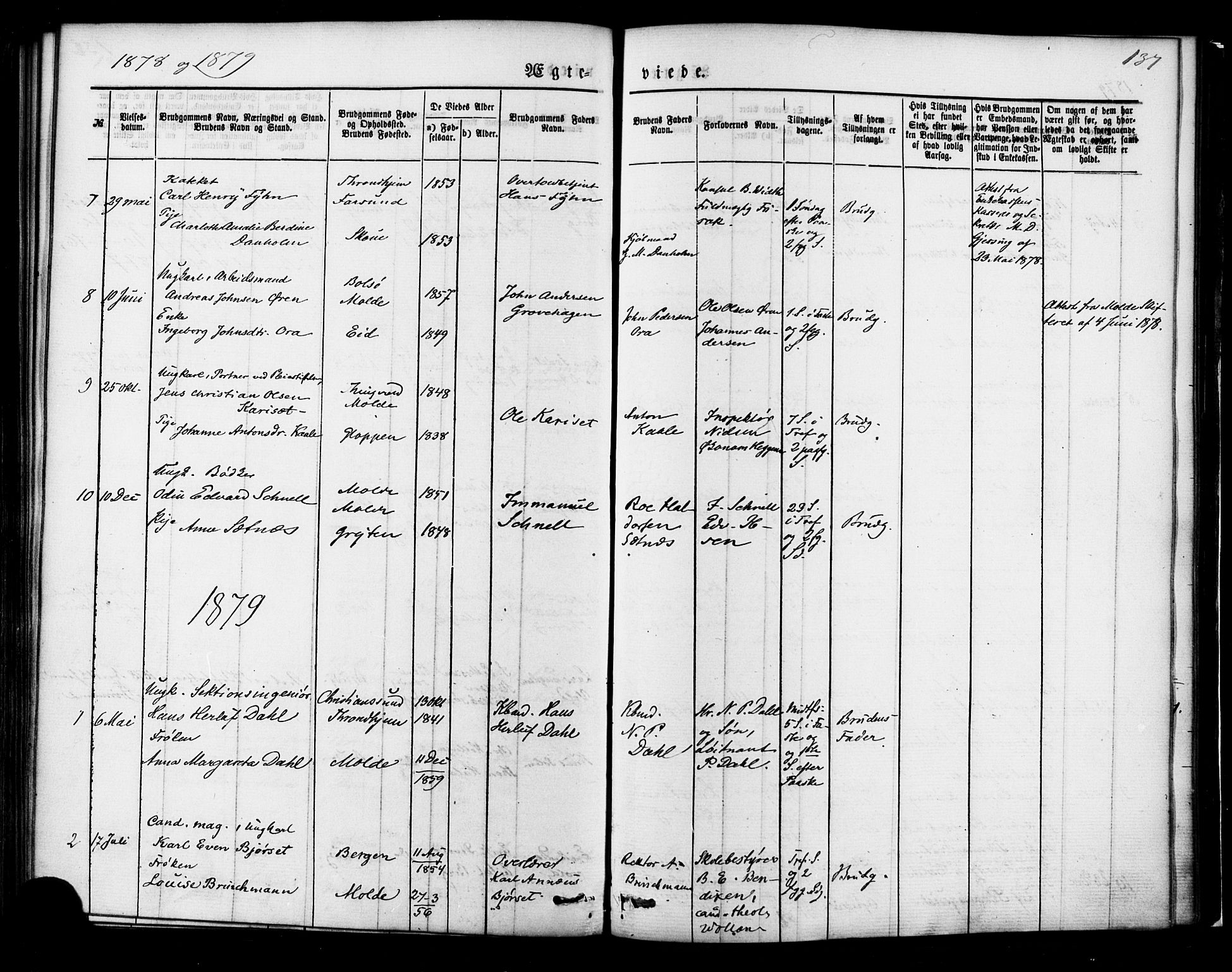 Ministerialprotokoller, klokkerbøker og fødselsregistre - Møre og Romsdal, SAT/A-1454/558/L0691: Parish register (official) no. 558A05, 1873-1886, p. 137