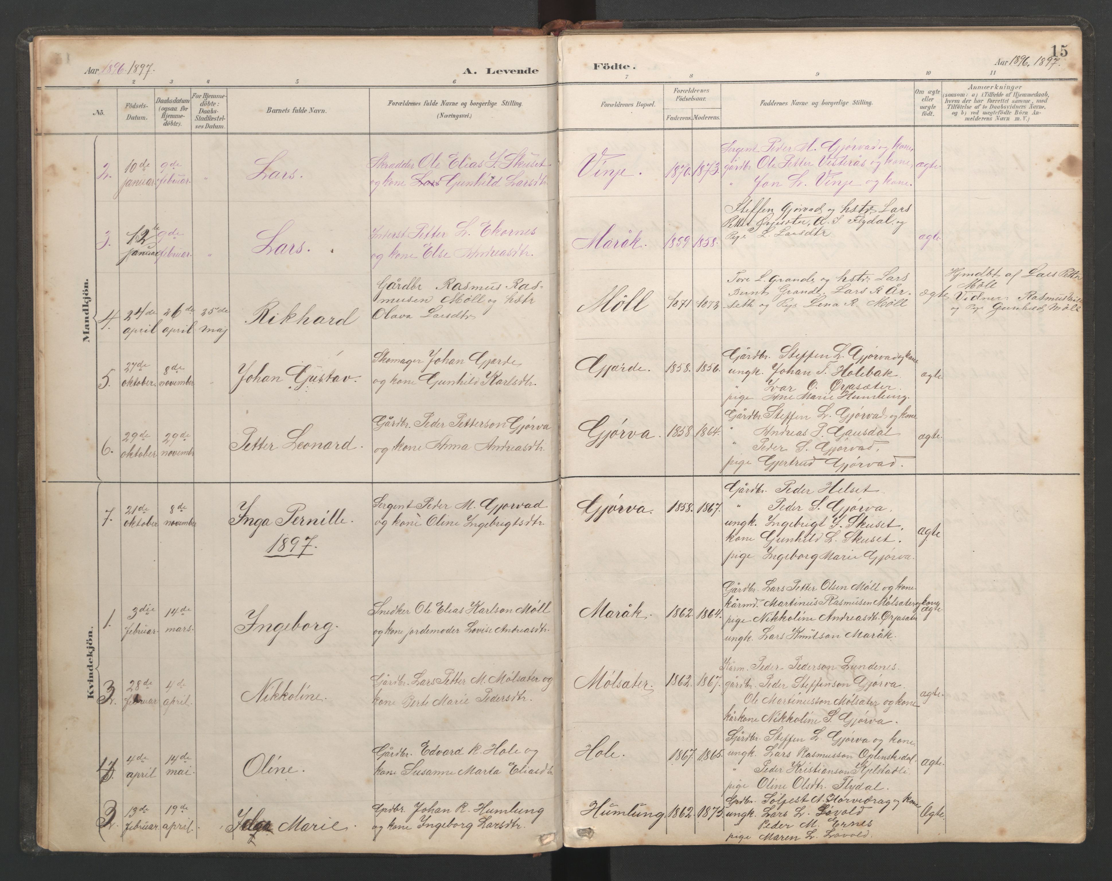 Ministerialprotokoller, klokkerbøker og fødselsregistre - Møre og Romsdal, AV/SAT-A-1454/518/L0236: Parish register (copy) no. 518C03, 1889-1960, p. 15