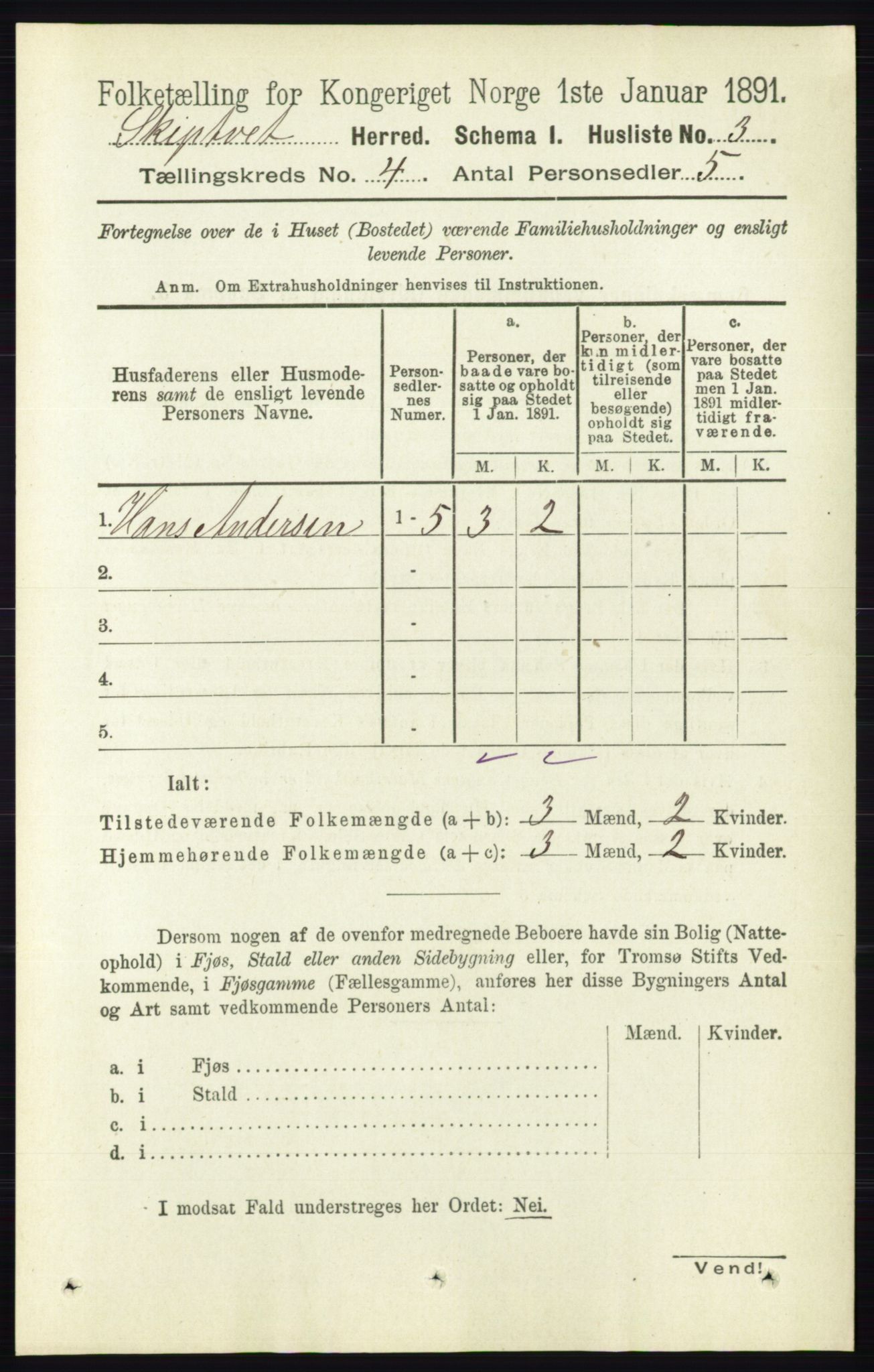 RA, 1891 census for 0127 Skiptvet, 1891, p. 1847