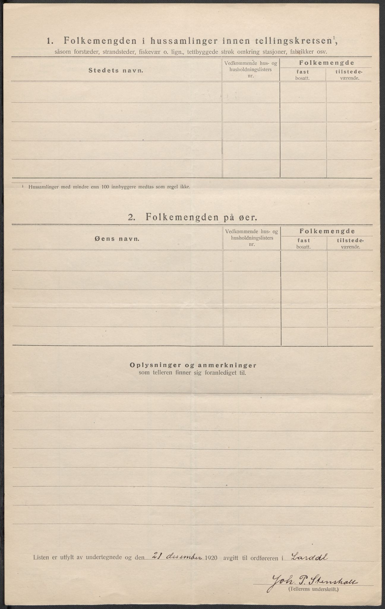 SAKO, 1920 census for Lardal, 1920, p. 22