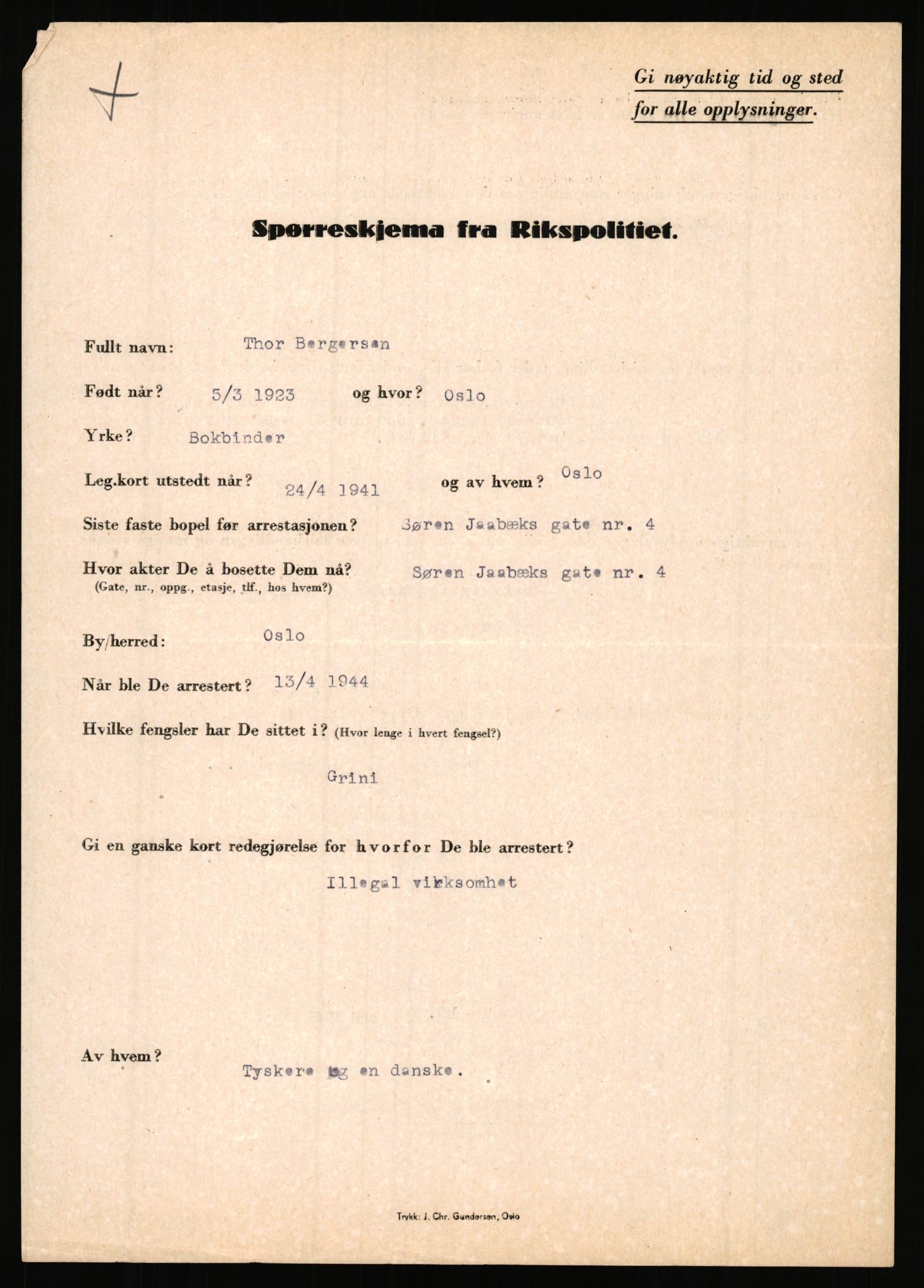 Rikspolitisjefen, AV/RA-S-1560/L/L0002: Berg, Alf - Bråthen, Thorleif, 1940-1945, p. 205