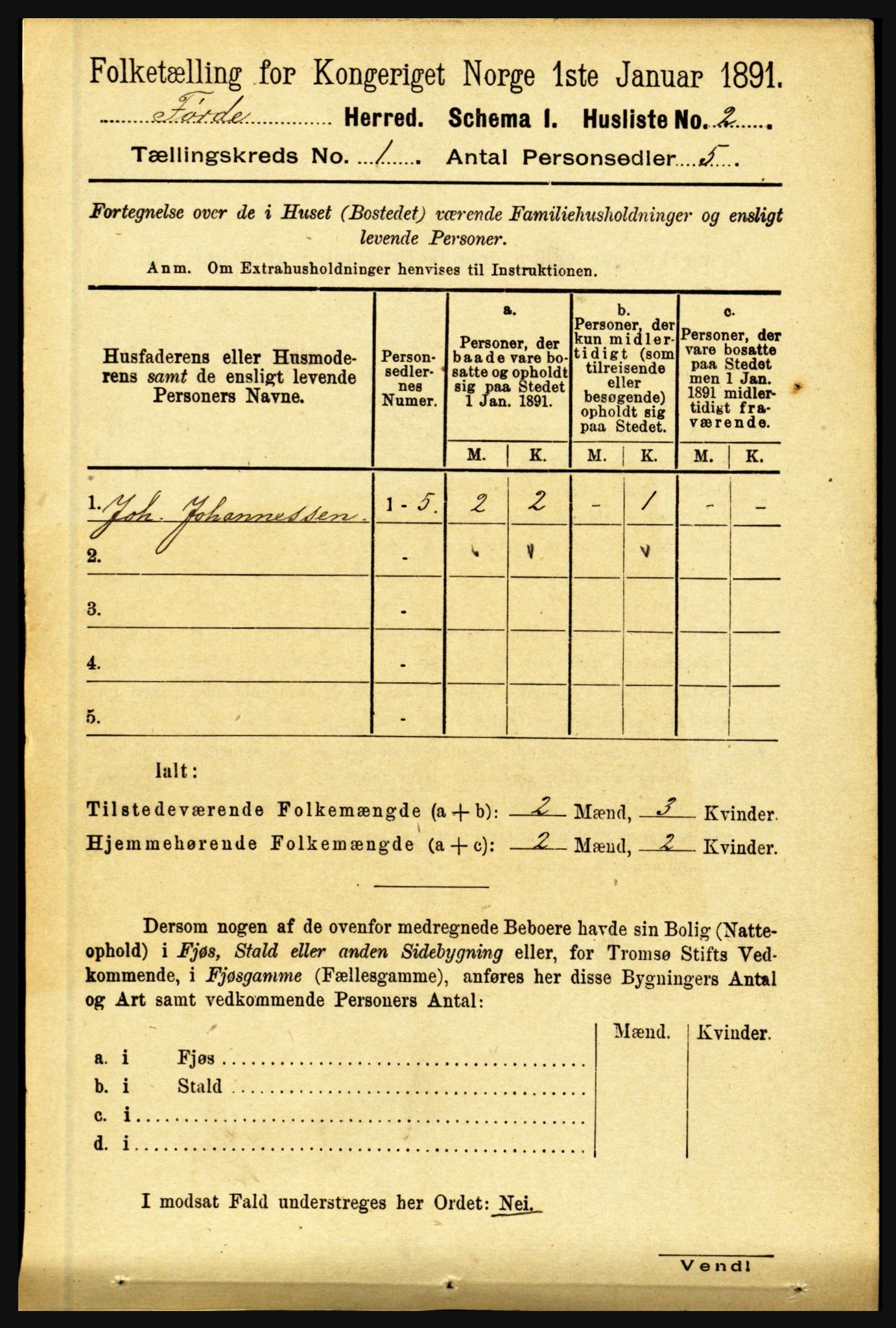 RA, 1891 census for 1432 Førde, 1891, p. 45