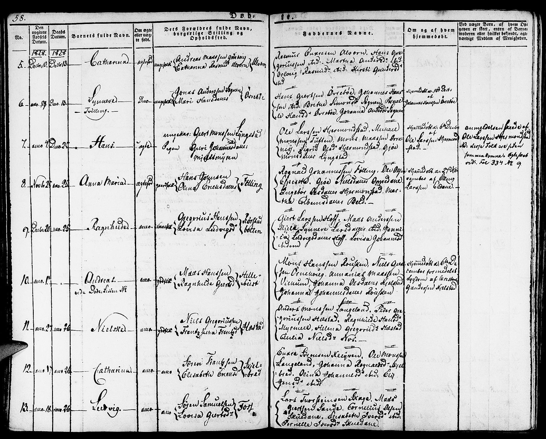 Gaular sokneprestembete, SAB/A-80001/H/Haa: Parish register (official) no. A 3, 1821-1840, p. 58