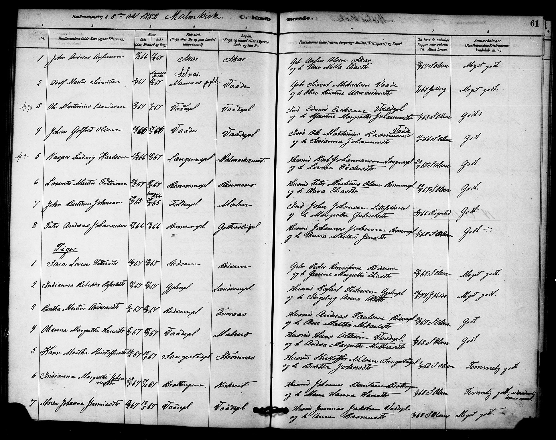 Ministerialprotokoller, klokkerbøker og fødselsregistre - Nord-Trøndelag, SAT/A-1458/745/L0429: Parish register (official) no. 745A01, 1878-1894, p. 61