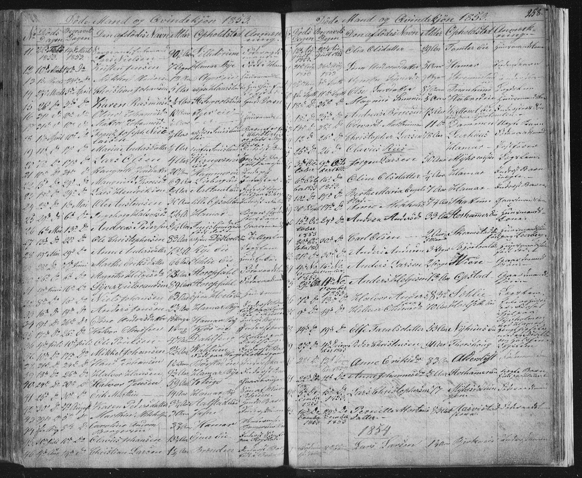 Vang prestekontor, Hedmark, SAH/PREST-008/H/Ha/Hab/L0008: Parish register (copy) no. 8, 1832-1854, p. 258