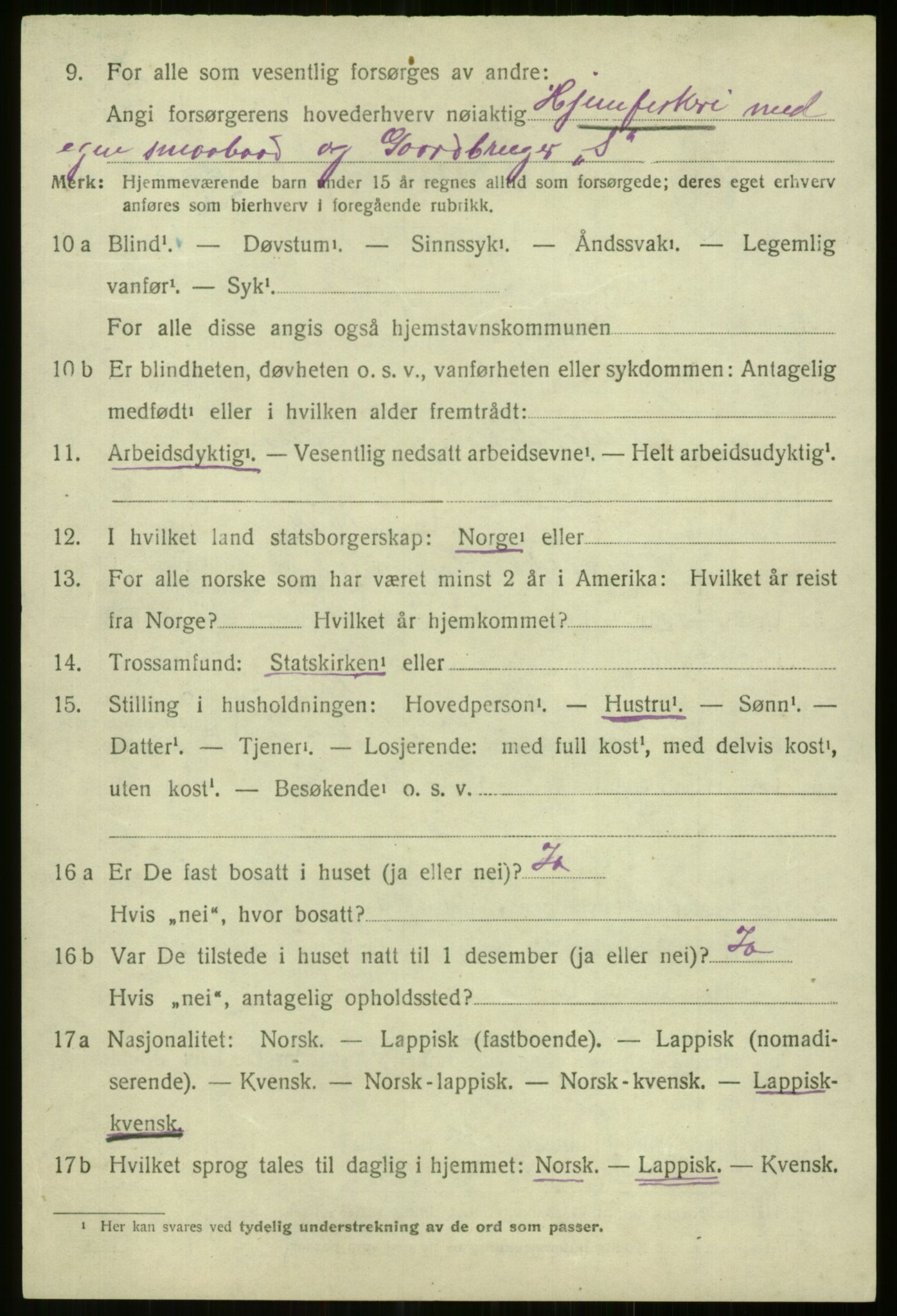 SATØ, 1920 census for Lyngen, 1920, p. 7346