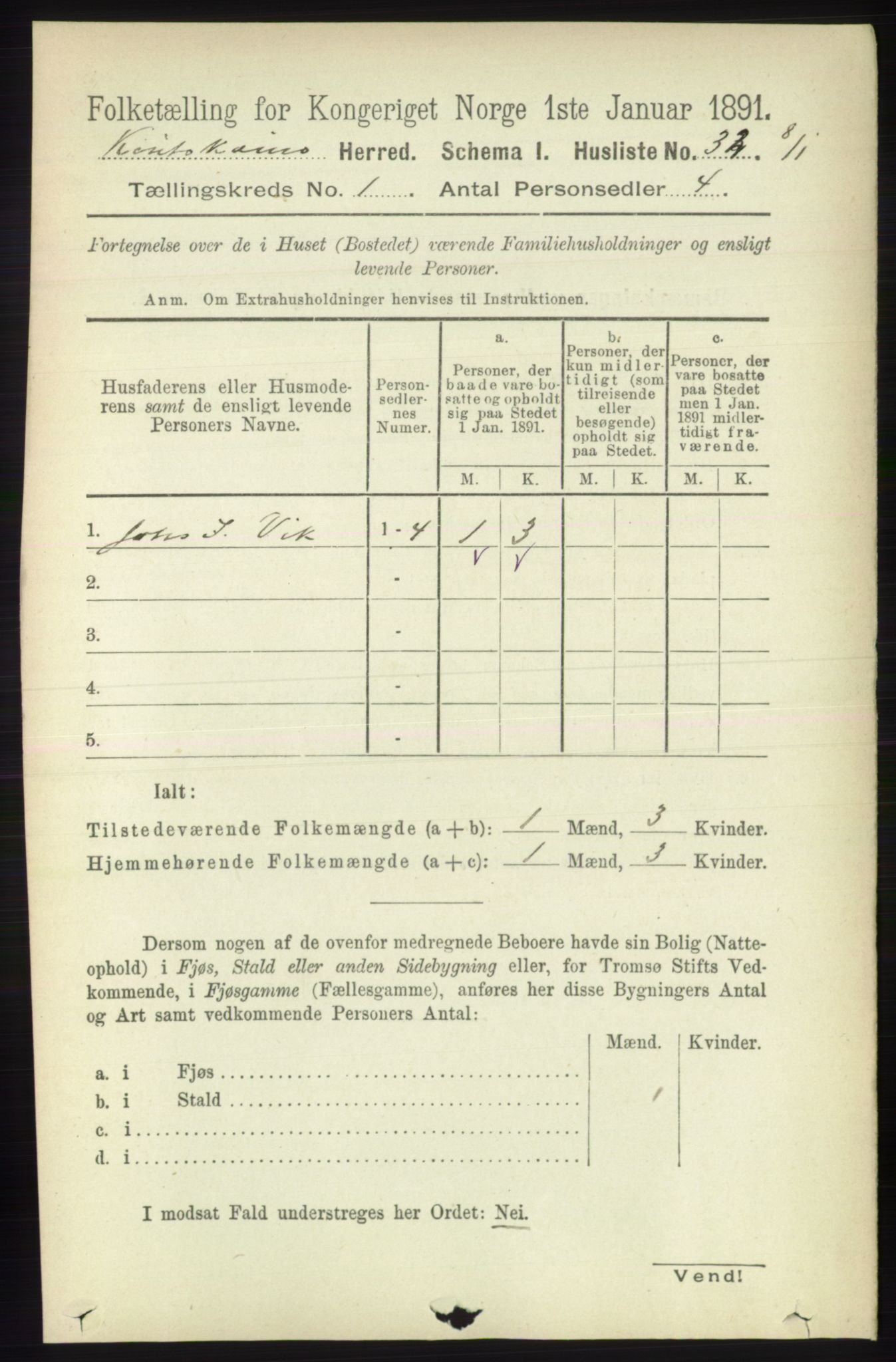 RA, 1891 census for 2011 Kautokeino, 1891, p. 45