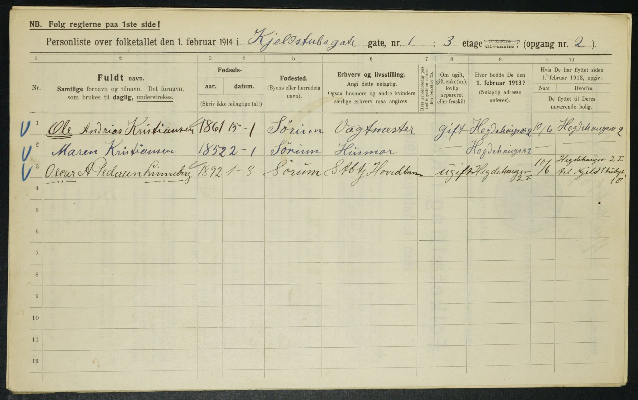 OBA, Municipal Census 1914 for Kristiania, 1914, p. 51433