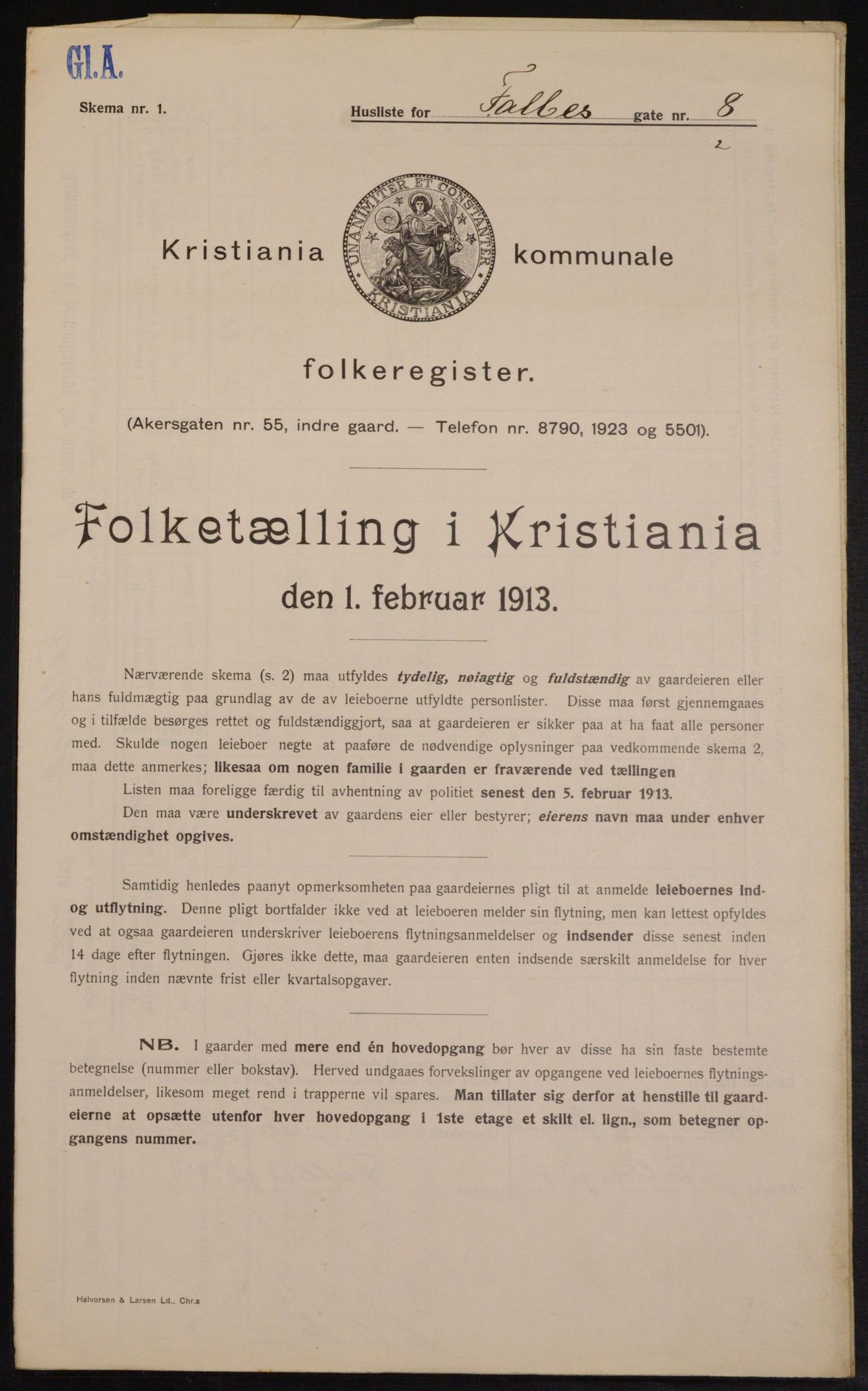 OBA, Municipal Census 1913 for Kristiania, 1913, p. 23302