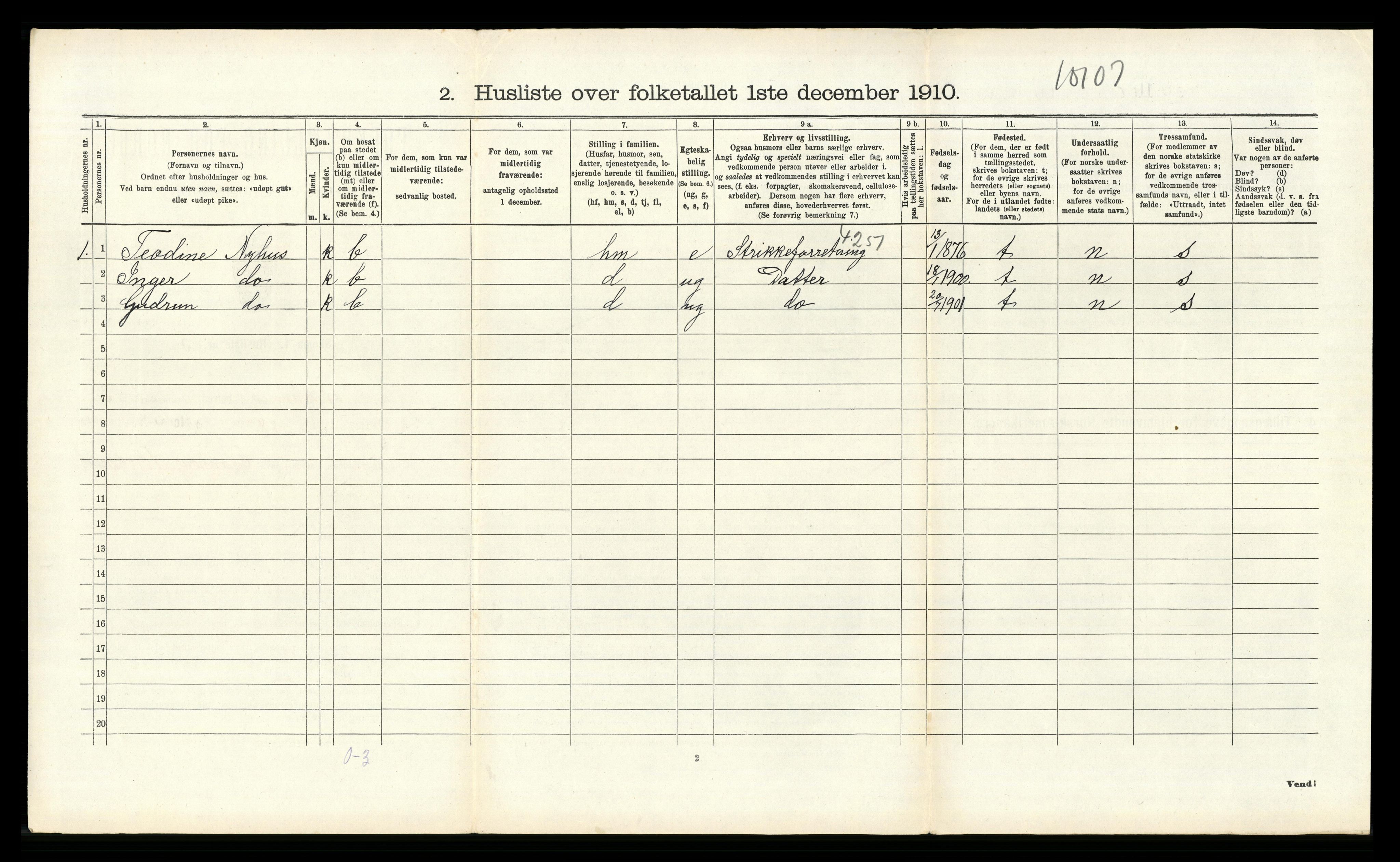 RA, 1910 census for Birkenes, 1910, p. 479
